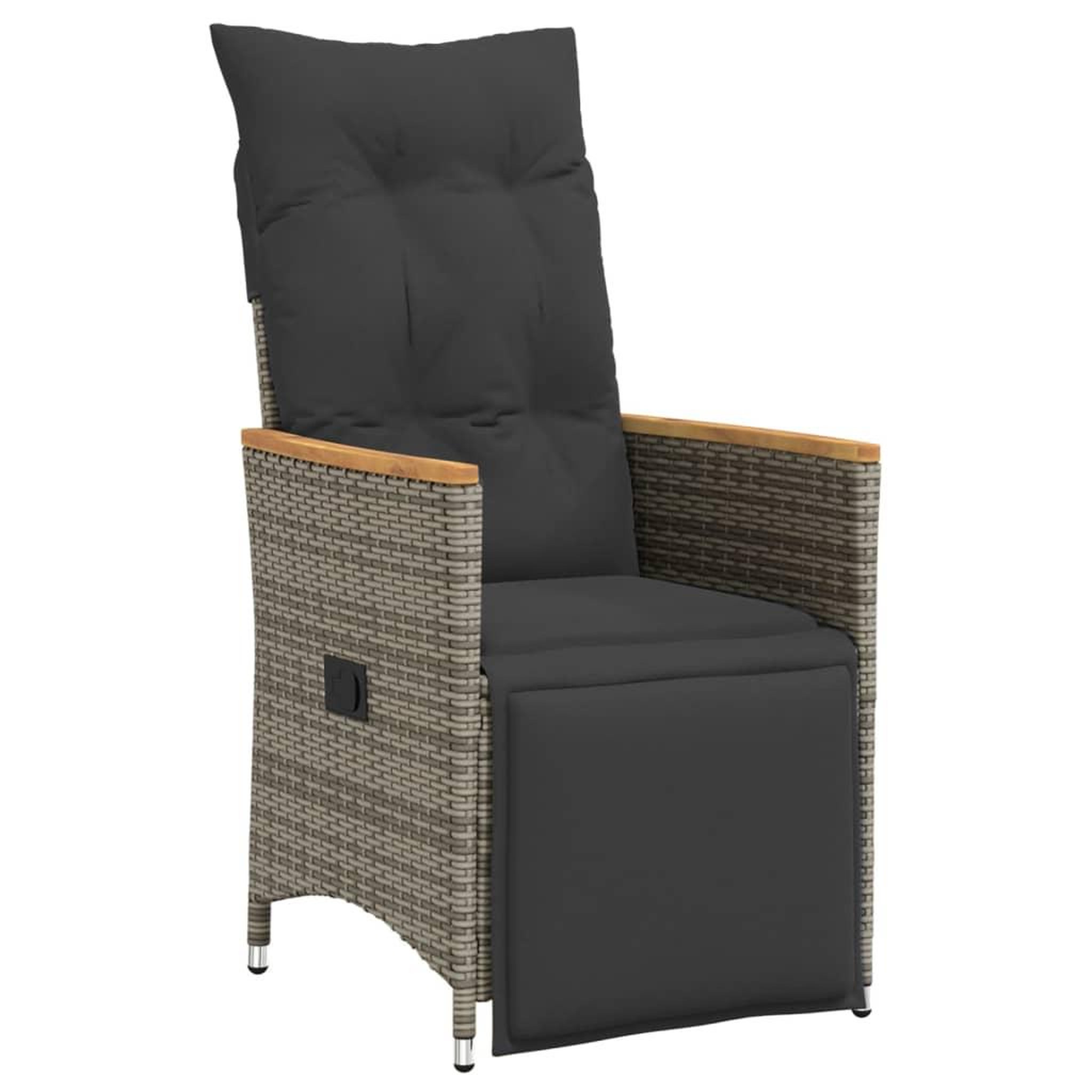 Voir la diapositive 3 : VIDAXL Chaises inclinables de jardin lot de 2 et coussins gris rotin