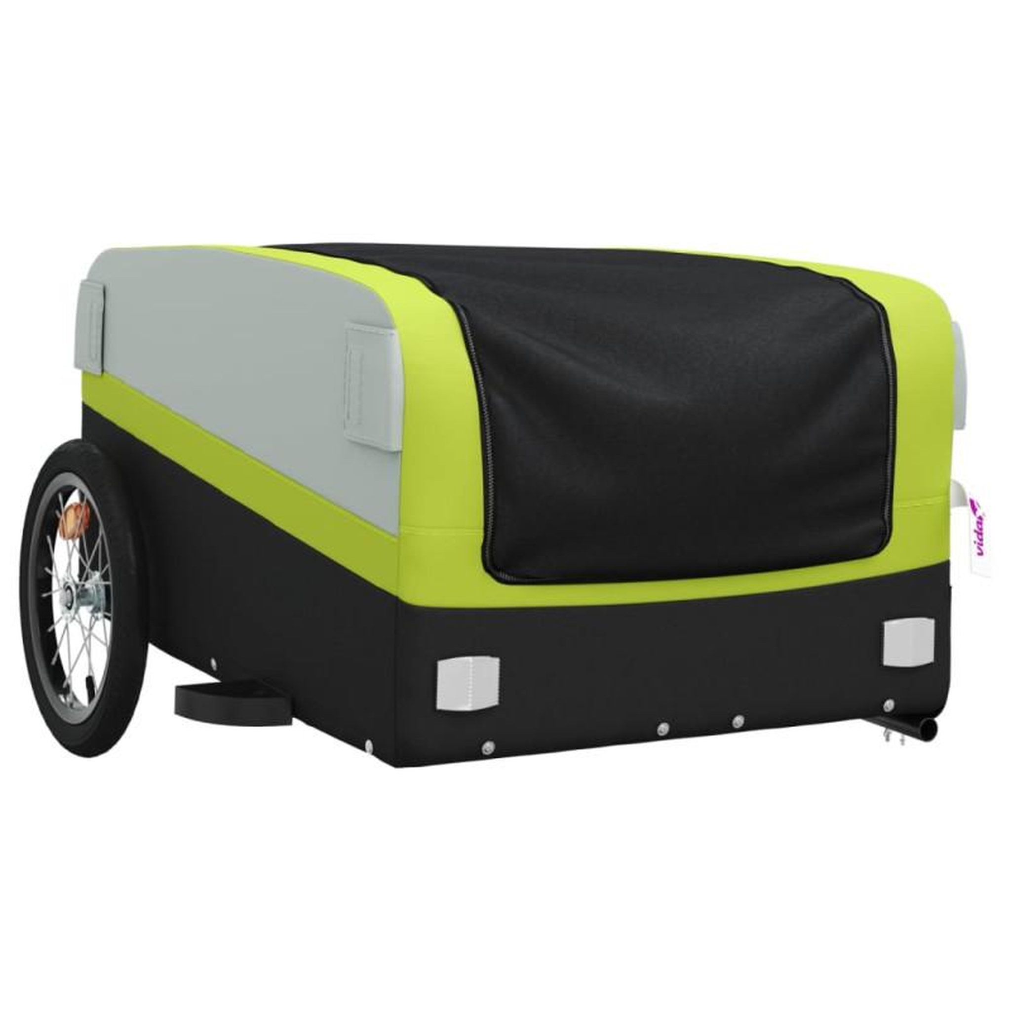 Voir la diapositive 4 : VIDAXL Remorque de vélo noir et vert 45 kg fer