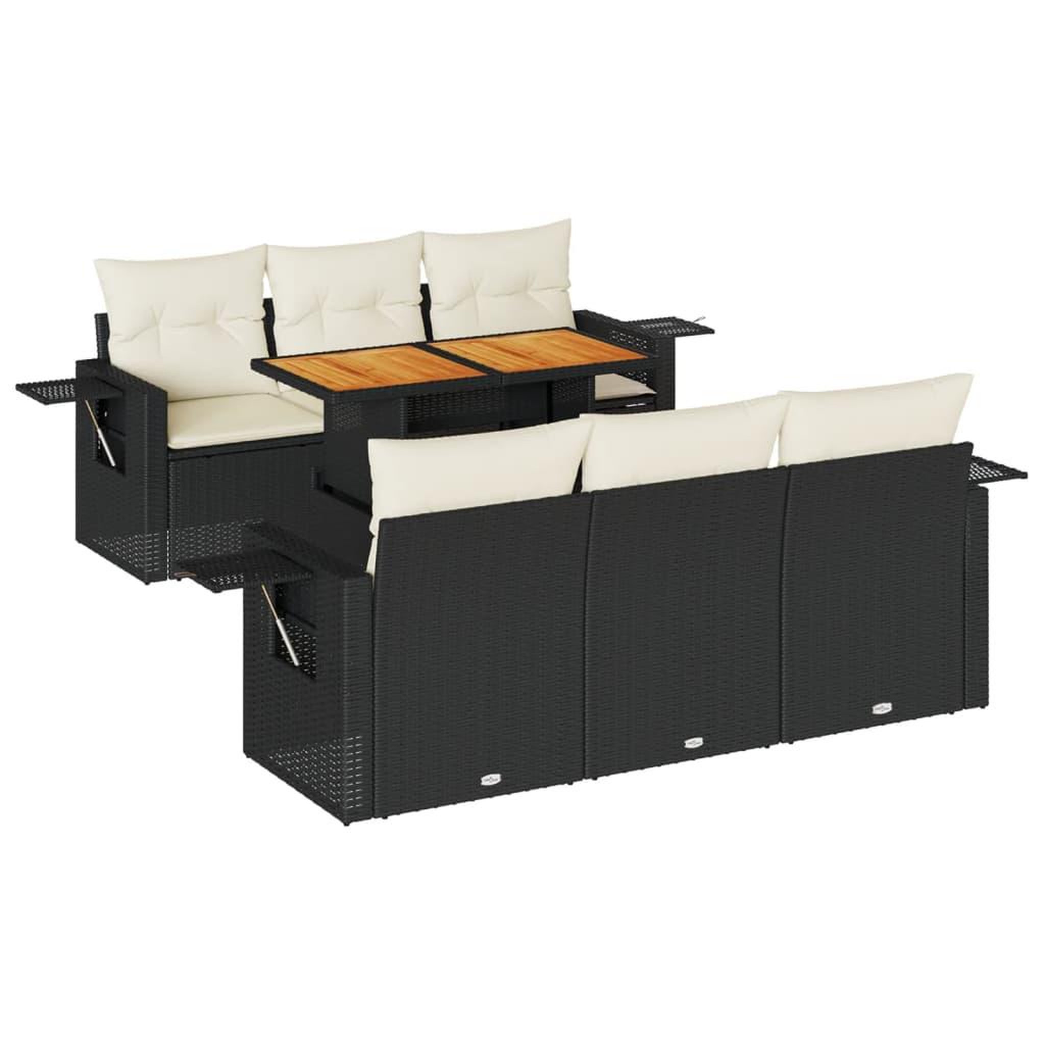 Voir la diapositive 2 : VIDAXL Salon de jardin 7 pcs avec coussins noir resine tressee