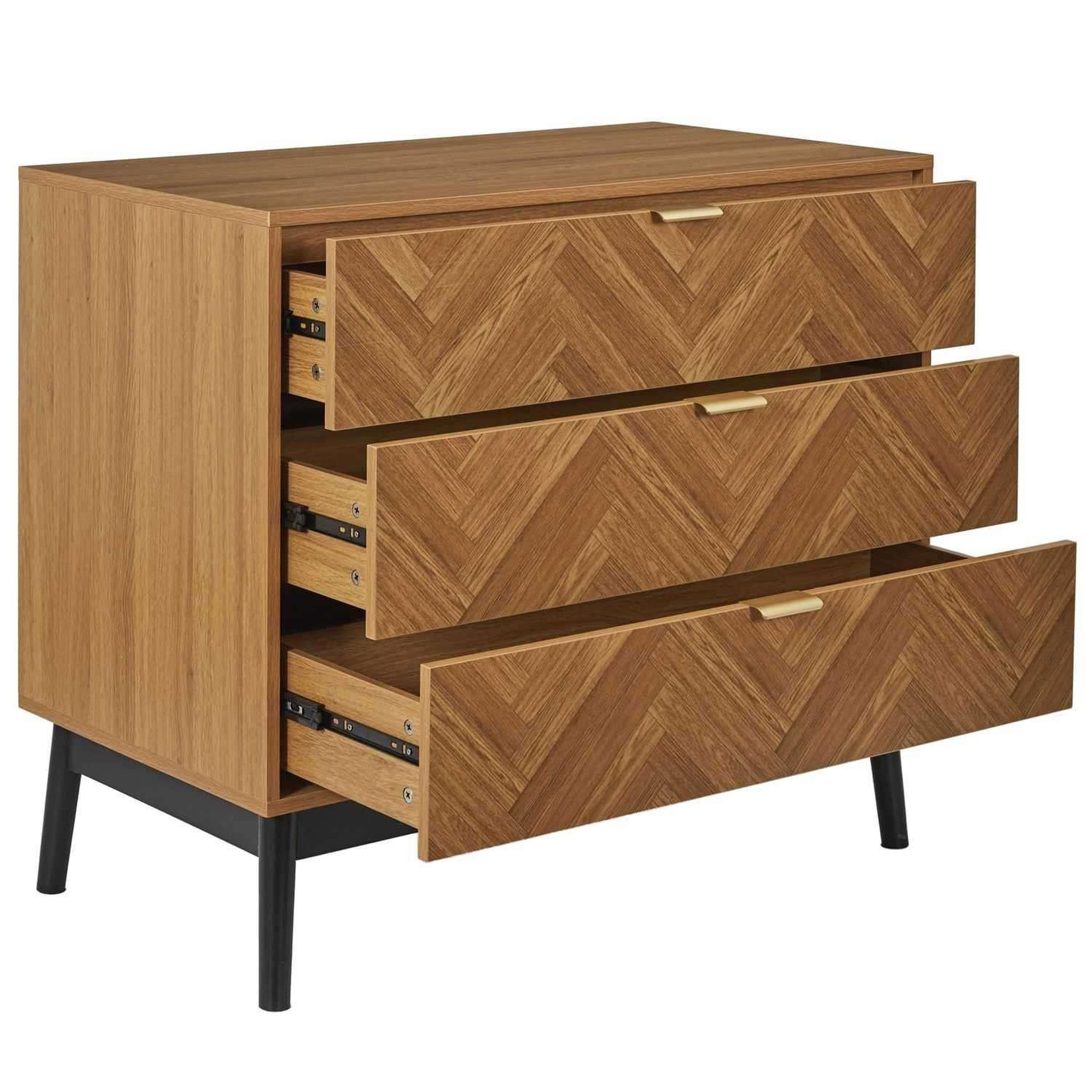 Voir la diapositive 4 : The Home Deco Factory Commode 3 tiroirs en bois felix - marron et noir