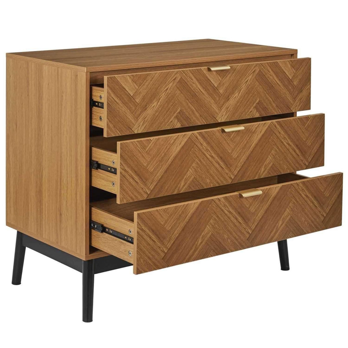 The Home Deco Factory Commode 3 tiroirs en bois FELIX - Marron et noir