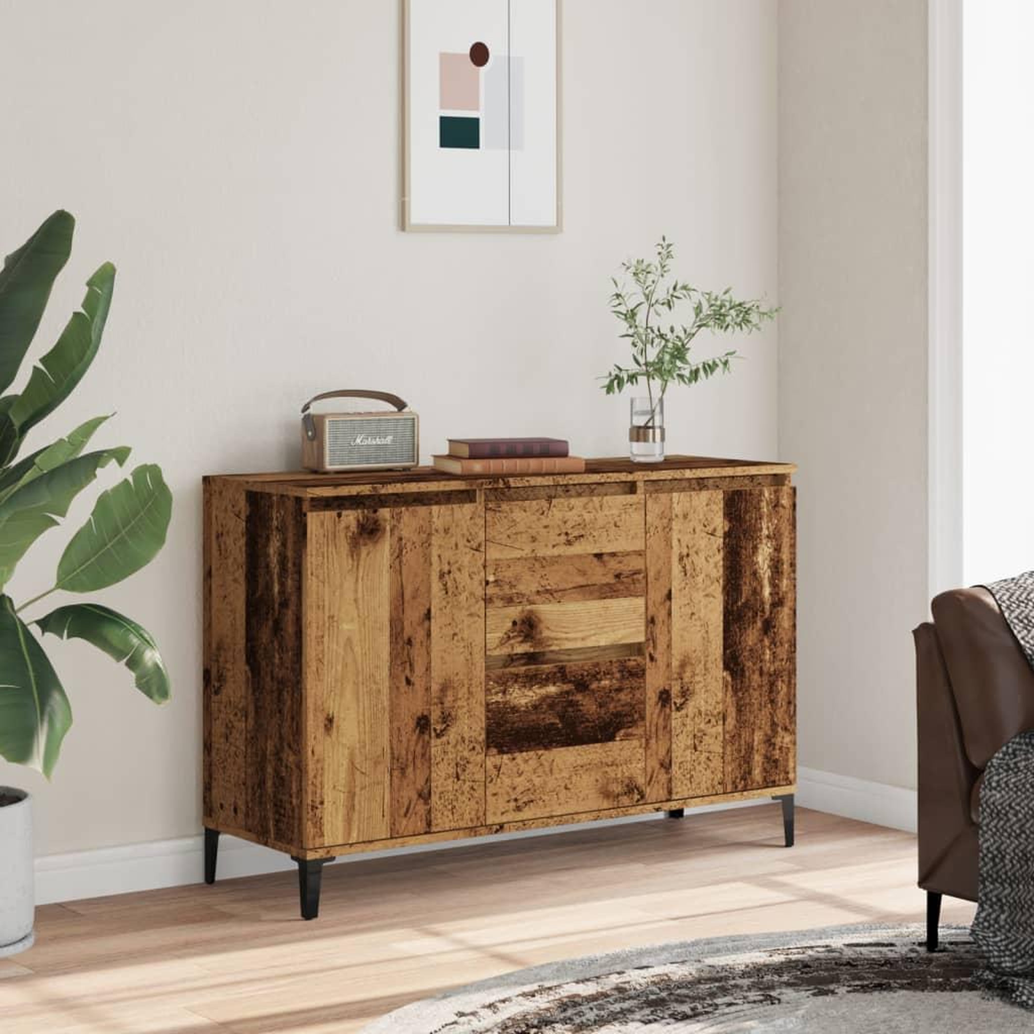Voir la diapositive 3 : VIDAXL Buffet vieux bois 102x35x70 cm bois d'ingenierie
