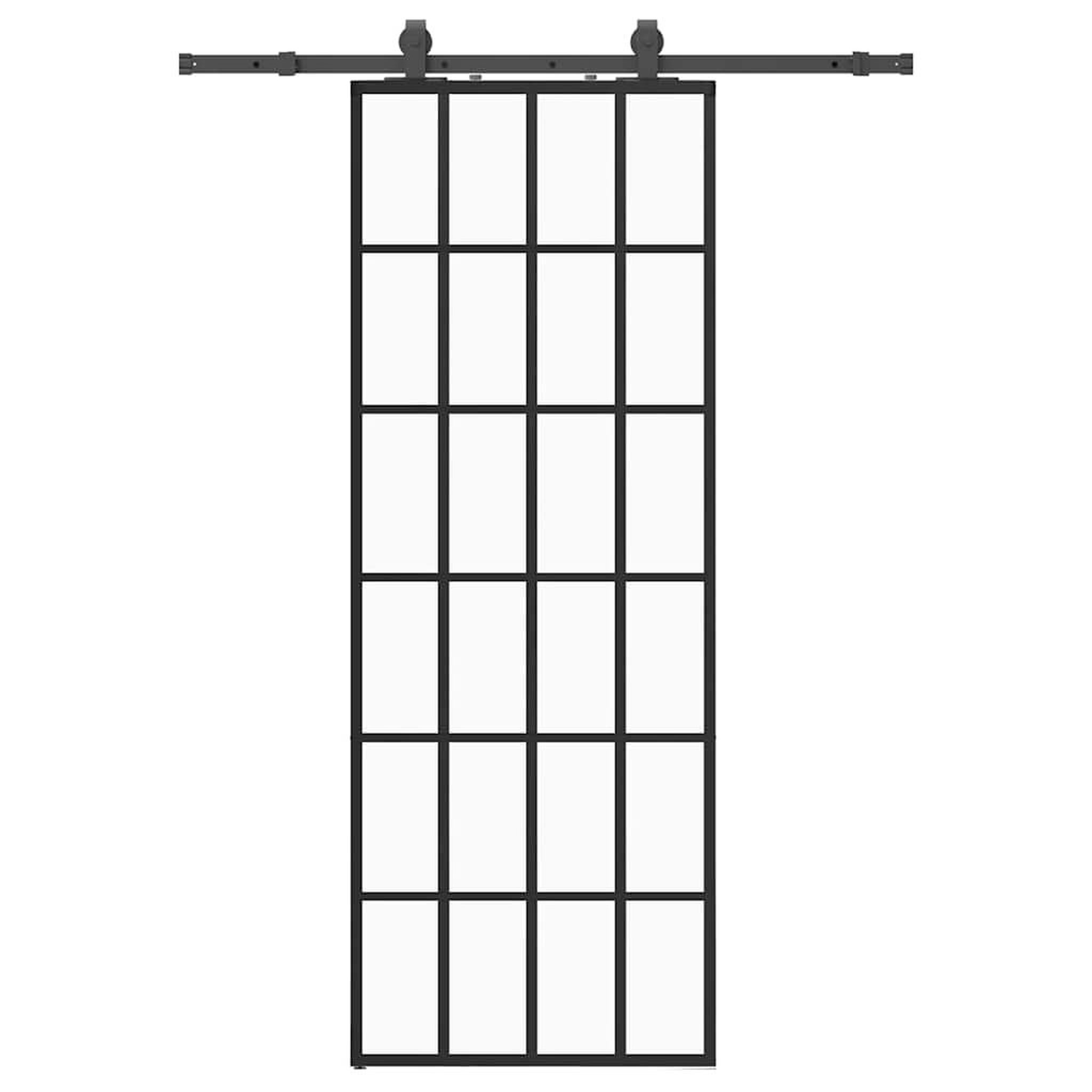 Voir la diapositive 2 : VIDAXL Porte coulissante kit de quincaillerie noir 76x205 cm verre ESG