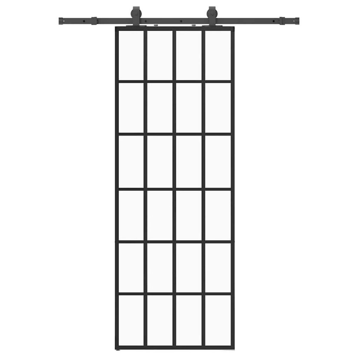 VIDAXL Porte coulissante kit de quincaillerie noir 76x205 cm verre ESG
