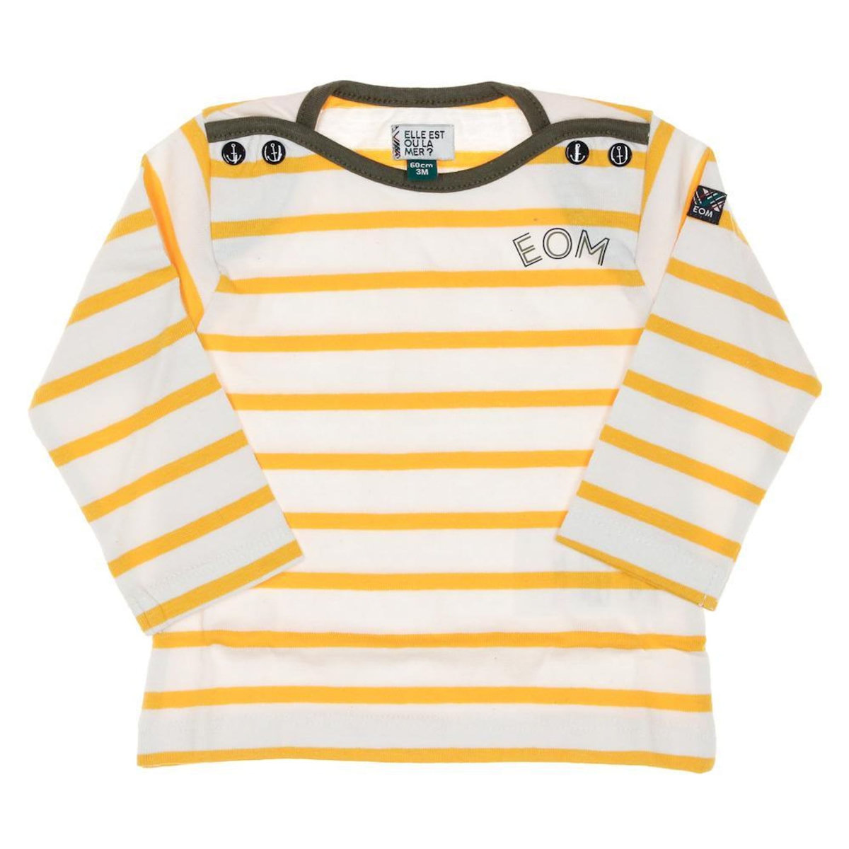 ELLE EST OU LA MER T-shirt Jaune/Kaki Garçon EOM Loris