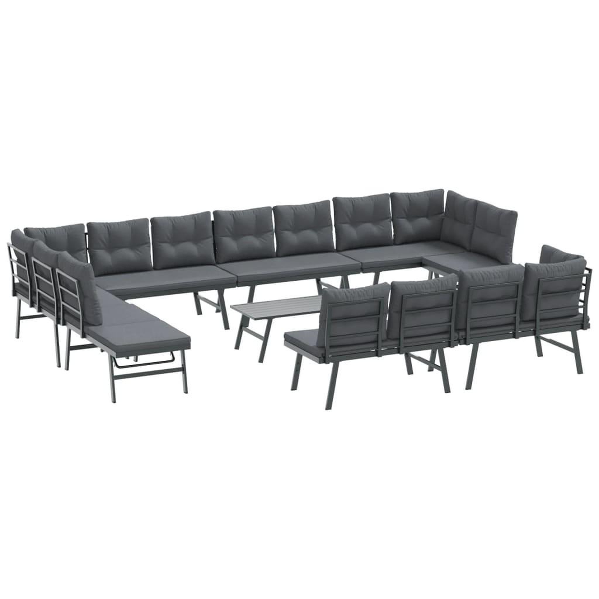 Voir la diapositive 2 : VIDAXL Ensemble de bancs de jardin avec coussins 9 pcs noir
