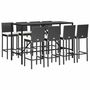 Voir la diapositive 3 : VIDAXL Ensemble de bar de jardin 9 pcs avec coussins noir poly rotin
