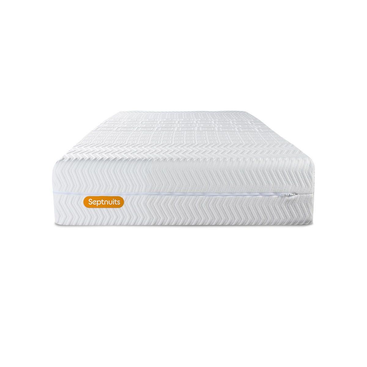 SEPTNUITS Matelas + sommier kit gris Memo Bio Mousse à mémoire de forme Maxi épaisseur Déhoussable