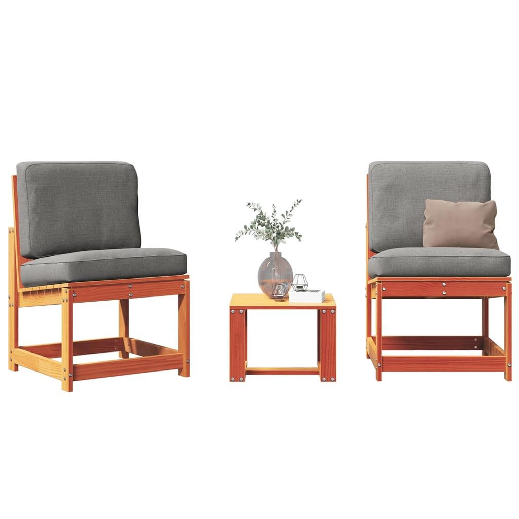 VIDAXL Salon de jardin 3 pcs cire marron bois de pin massif