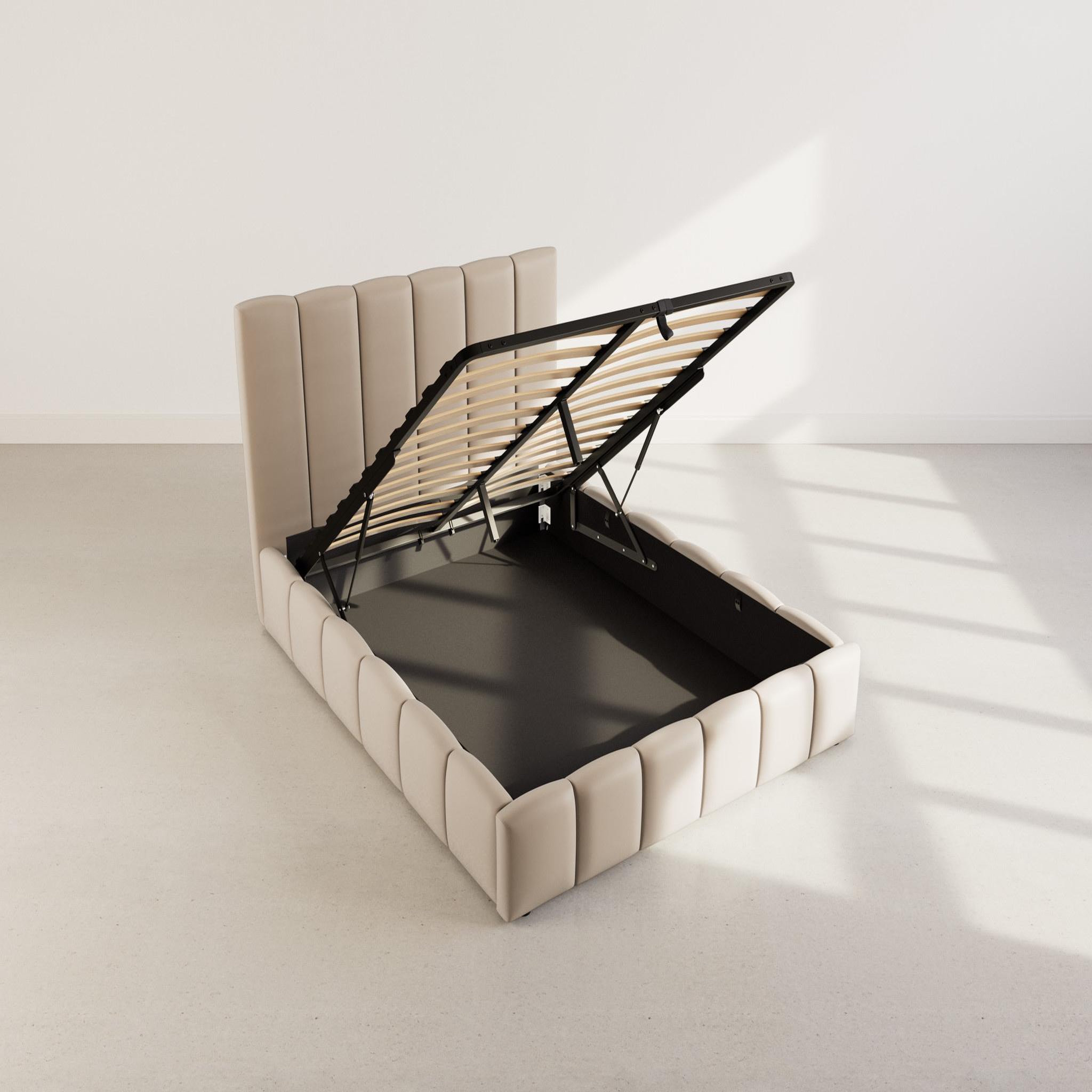 Voir la diapositive 4 : BEST MOBILIER Mermaid - lit coffre queen size - 160x200 cm - en velours - sommier inclus