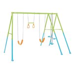 INTEX Portique-balançoire 4 agrès - 2 balançoires + face à face + anneaux - Intex