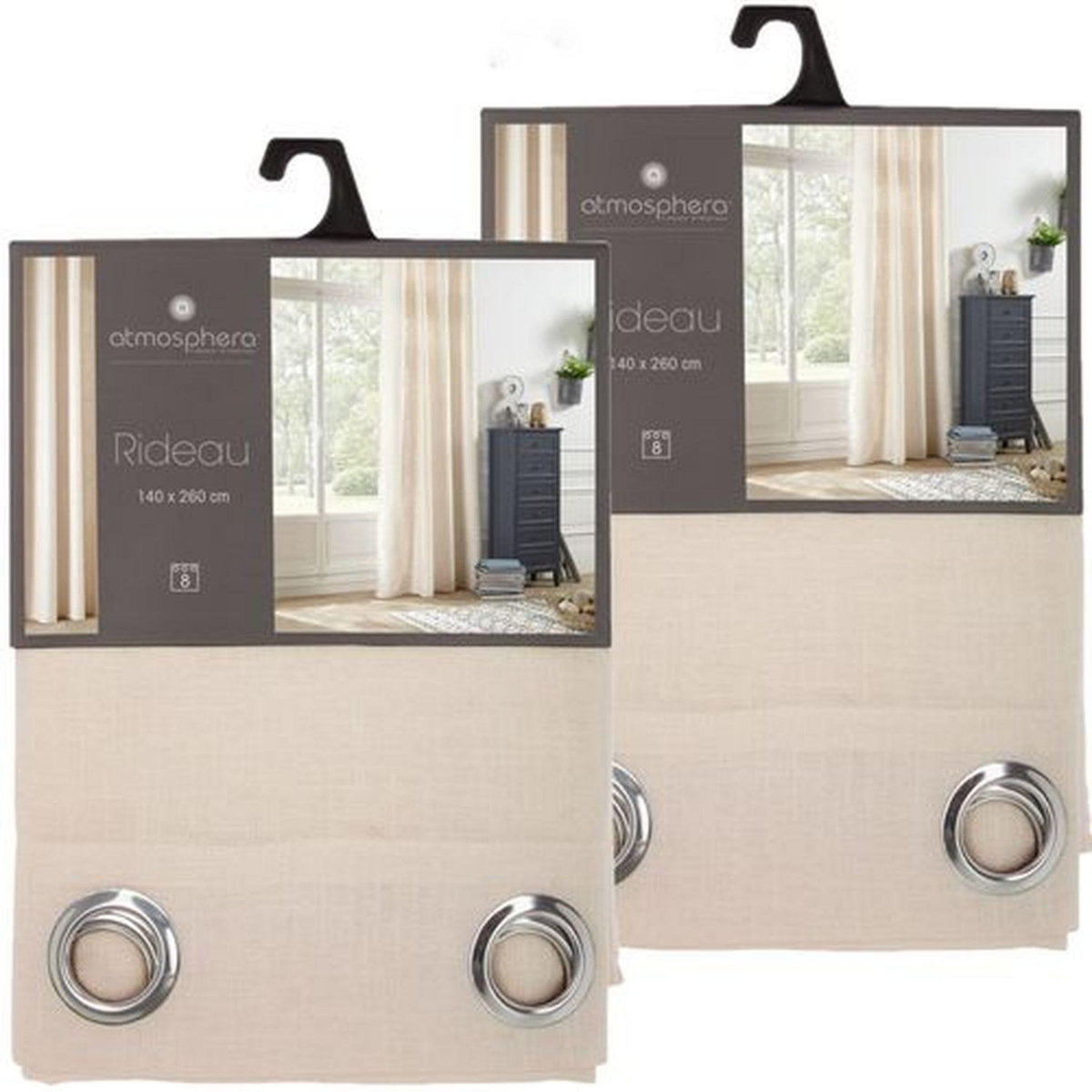 TOILINUX Lot de 2 Rideaux en polyester modèle Léon