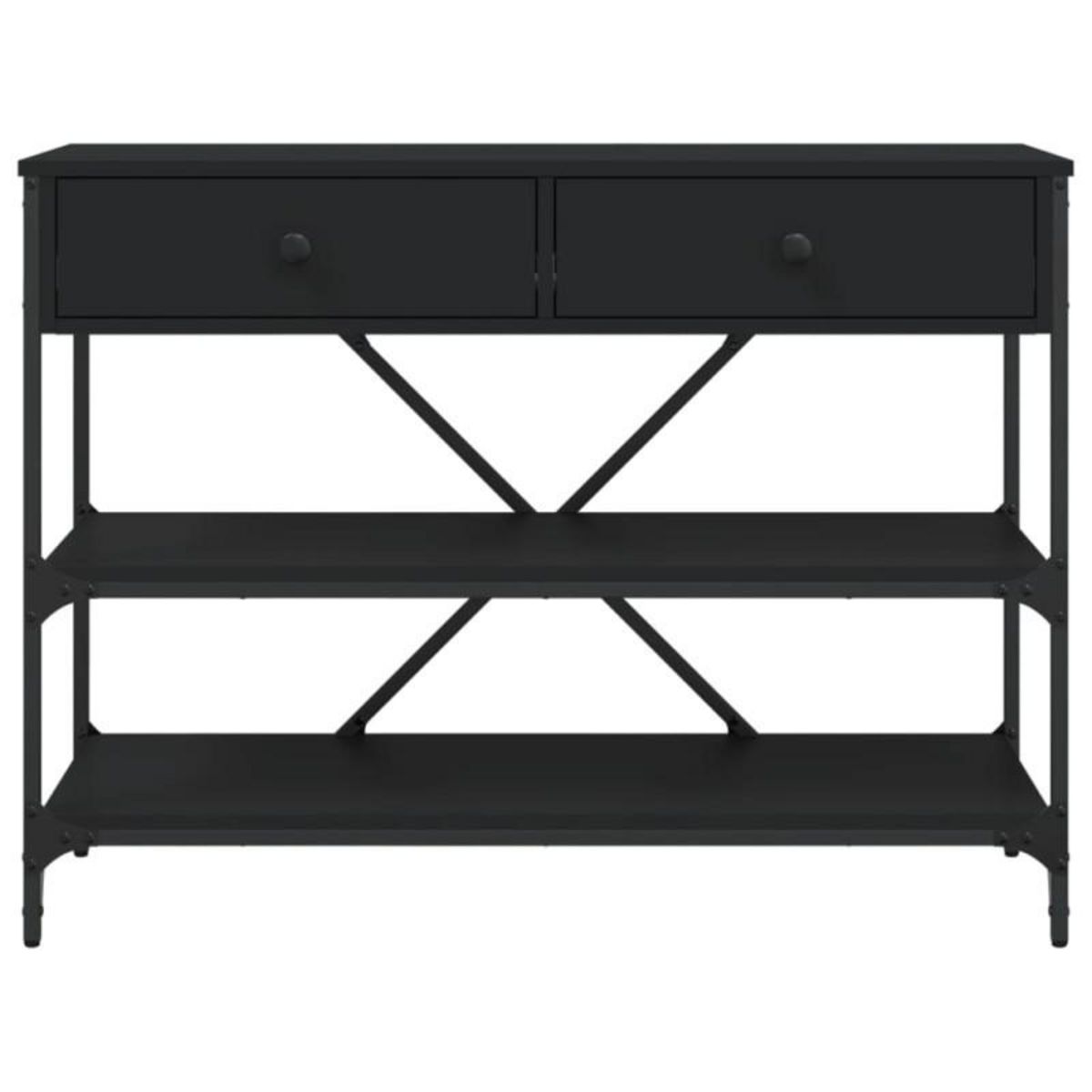 VIDAXL Table console avec tiroirs et étagères noir bois d ingénierie