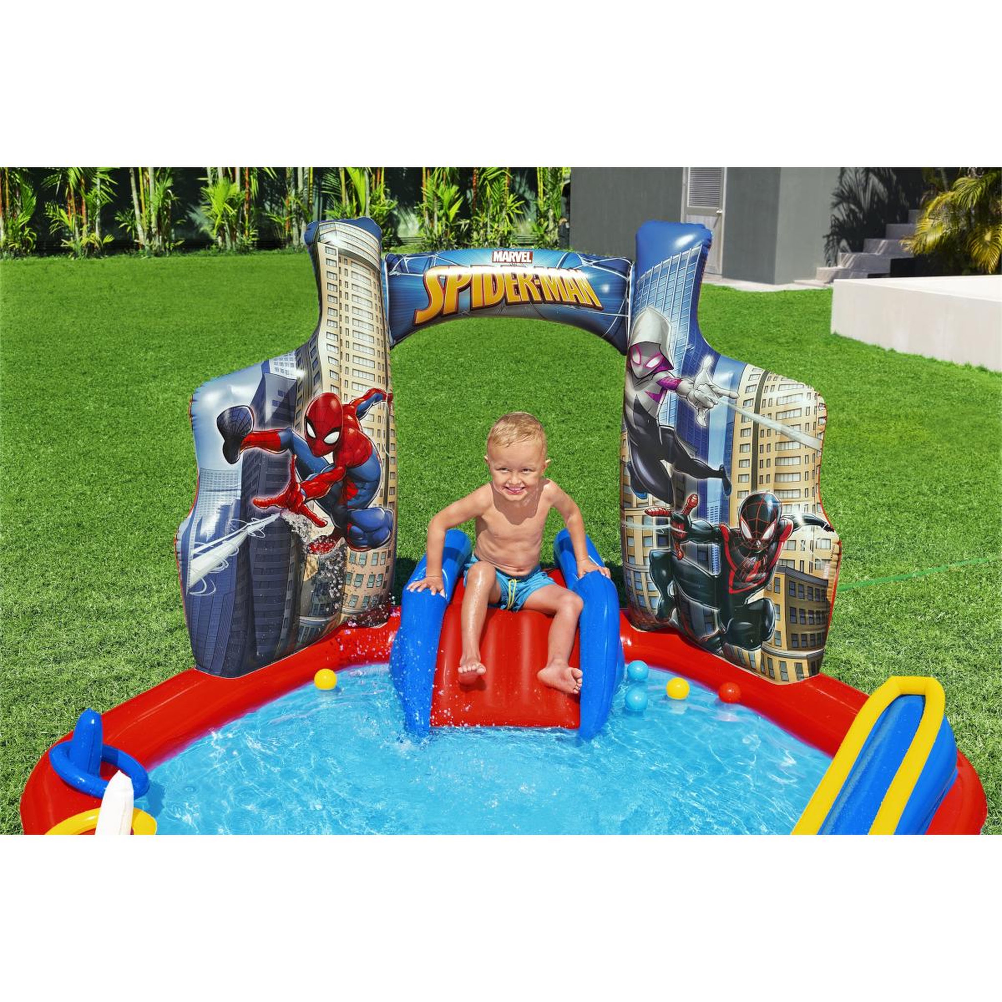 Voir la diapositive 5 : BESTWAY Aire de jeux gonflable spider-man 2,11 m x 2,06 m x 1,27 m - 98793