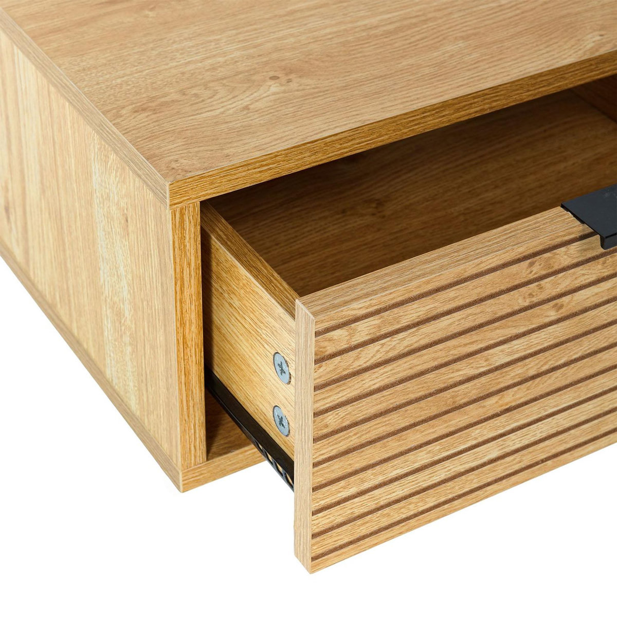 VS VENTA-STOCK Ensemble 2 tables de chevet flottantes Mónica 1 tiroir effet Chêne