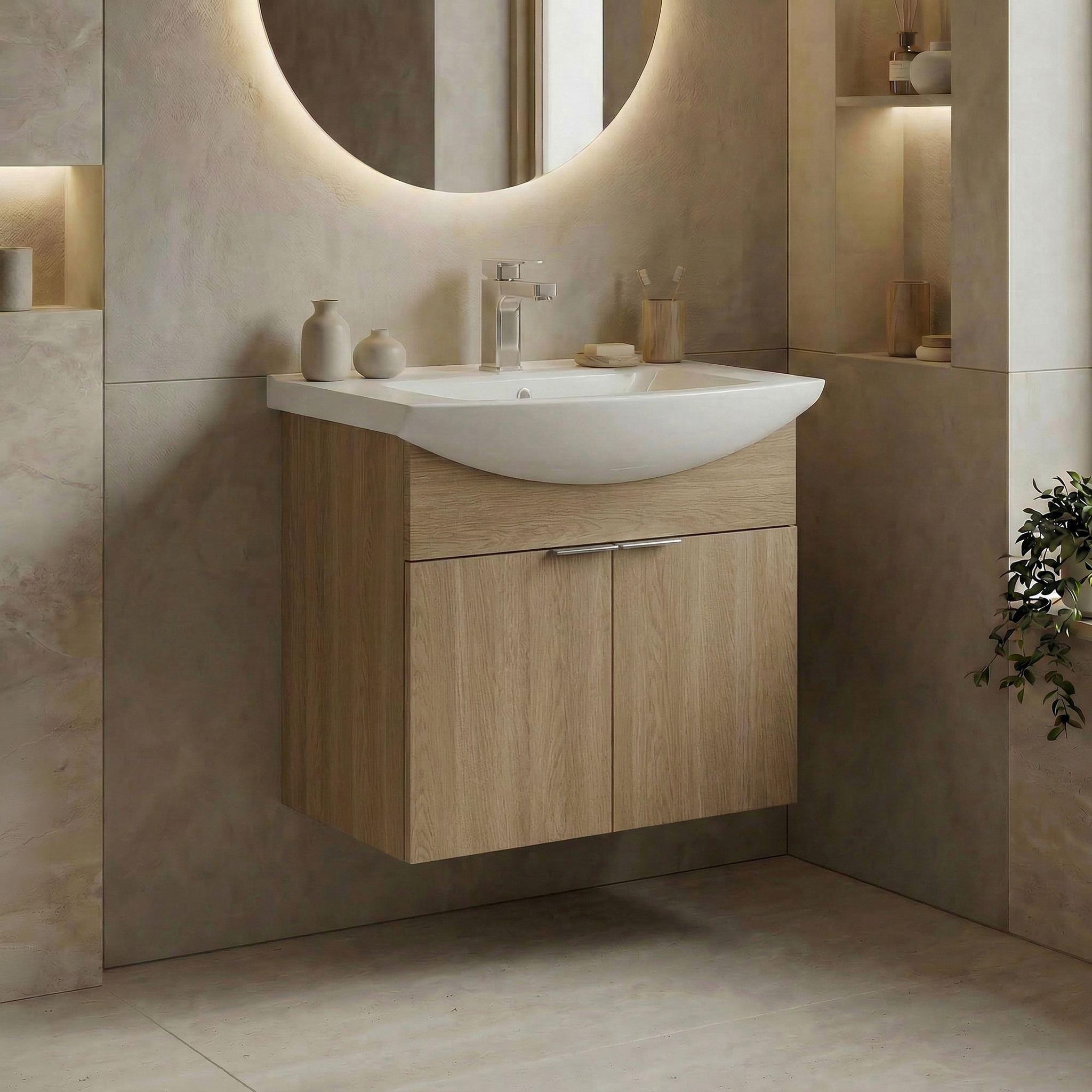 Voir la diapositive 2 : Habitat et Jardin Meuble Vasque  Purus 55  - 55 x 50 x 58 cm - Sonomo Oak
