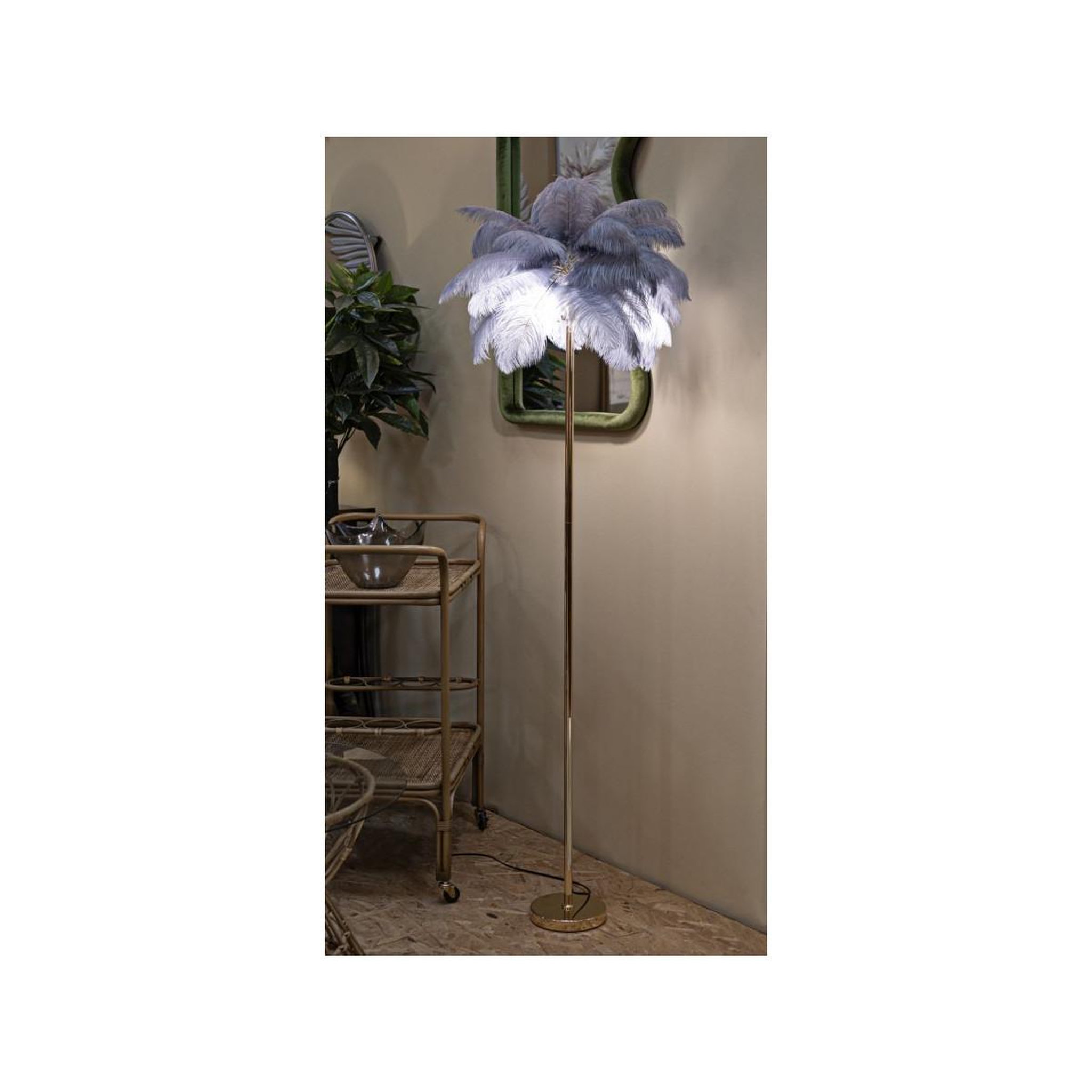 Voir la diapositive 5 : Paris Prix Lampadaire imitation plume  palm  160cm or & gris