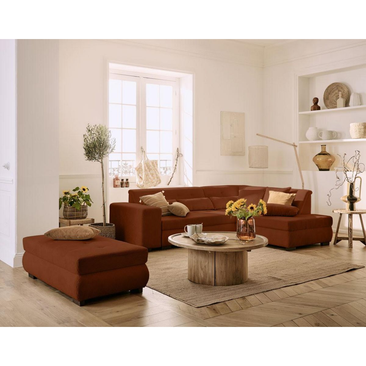 LISA DESIGN Vermont - pouf d'appoint - en velours côtelé