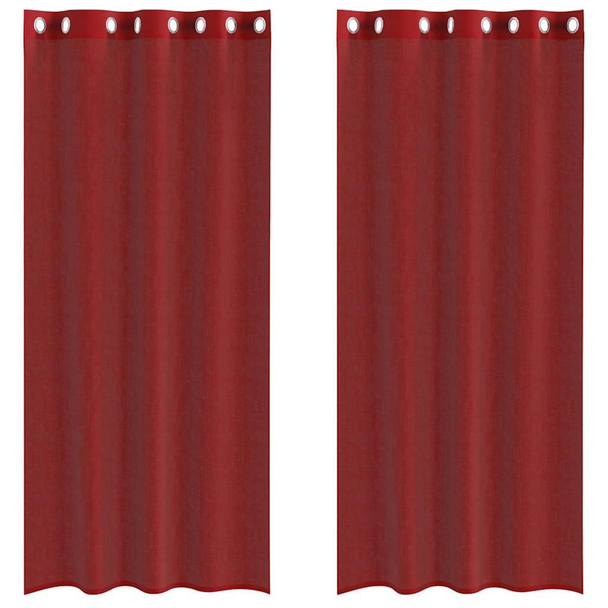 VIDAXL Rideaux en voile avec œillets 2 pcs rouge bordeaux