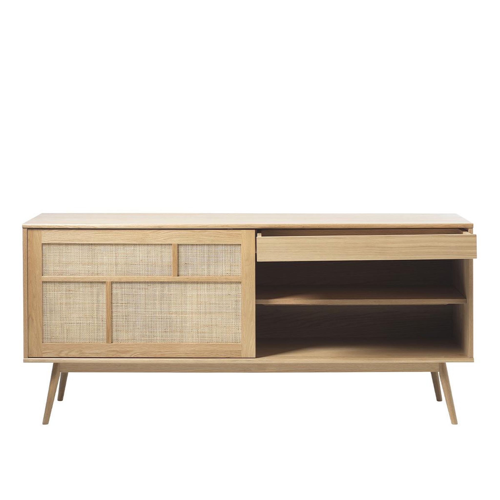 Voir la diapositive 3 : MAISON AUBERTIN Buffet 2 portes 180 cm - Bois et rotin - CAPRI - Naturel