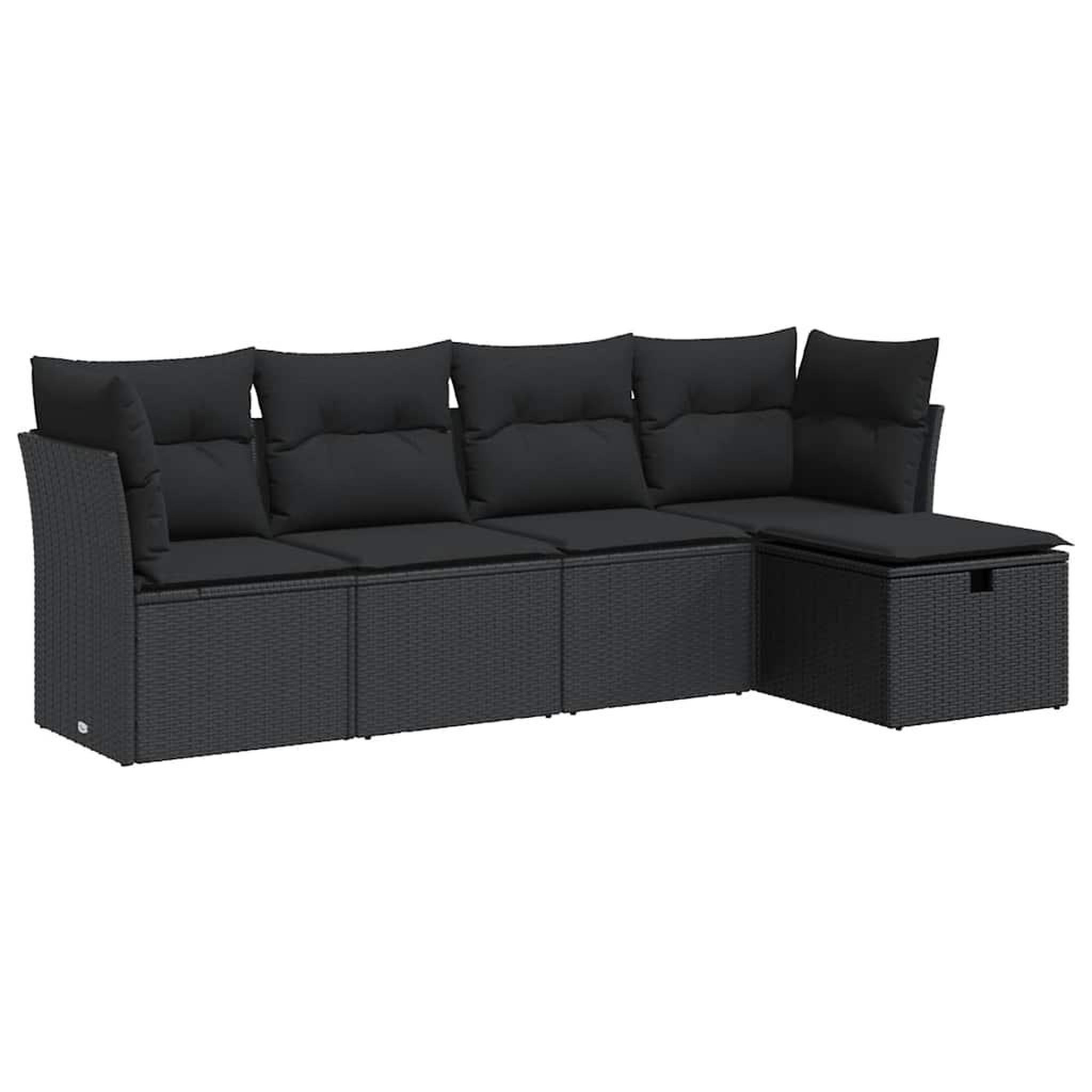 Voir la diapositive 2 : VIDAXL Salon de jardin 5 pcs avec coussins noir resine tressee