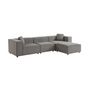 Voir la diapositive 1 : SWEEEK Canapé modulable tissu gris 3-4 places déperlant. 2 corners + 1 assise + 1 pouf