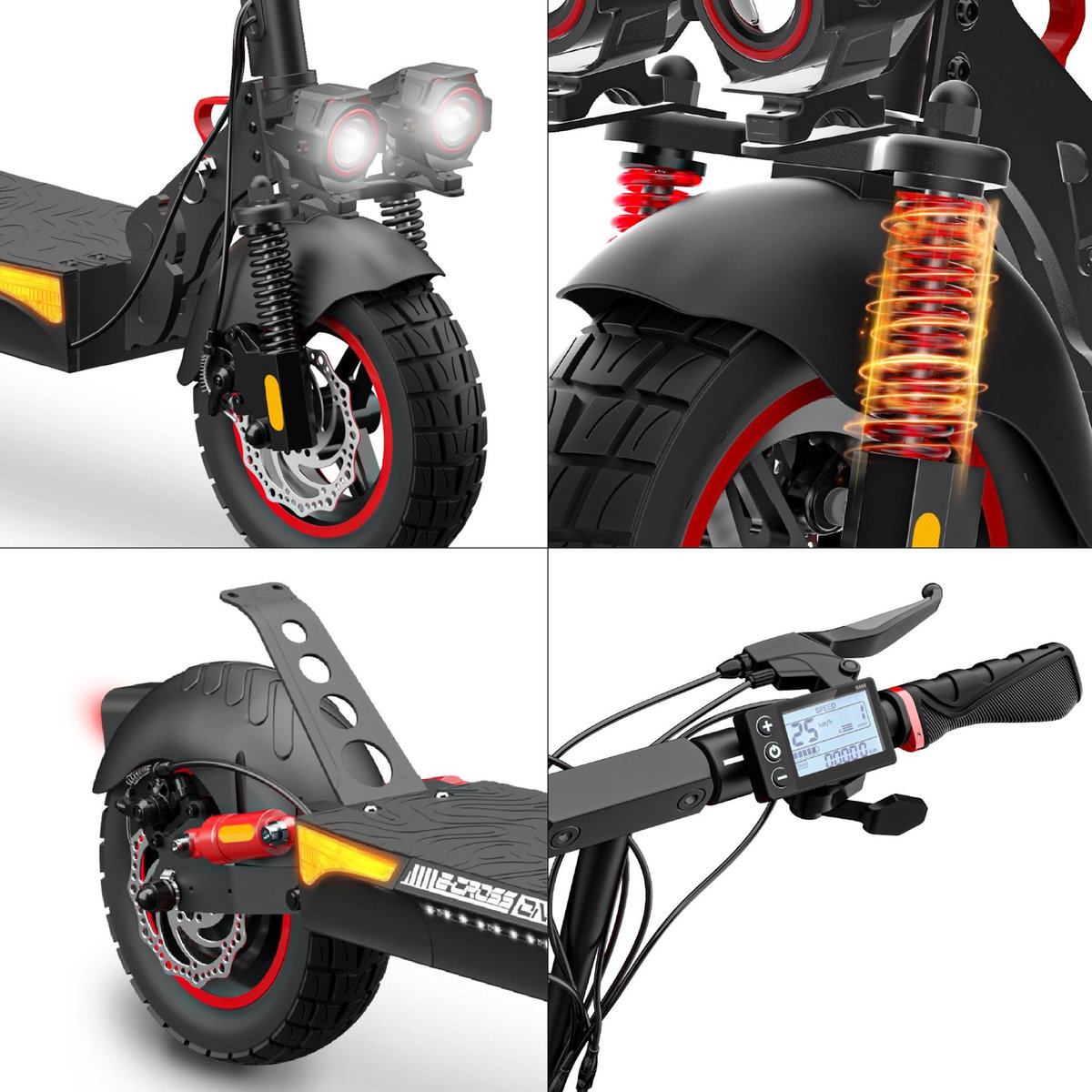 URBANGLIDE Trottinette Électrique Adulte UrbanGlide  ECROSS –  Moteur 1300W -  Autonomie Jusqu'a 60 km - Pneu Tubeless 10  - Batterie 54V/13Ah - Poids 23Kg