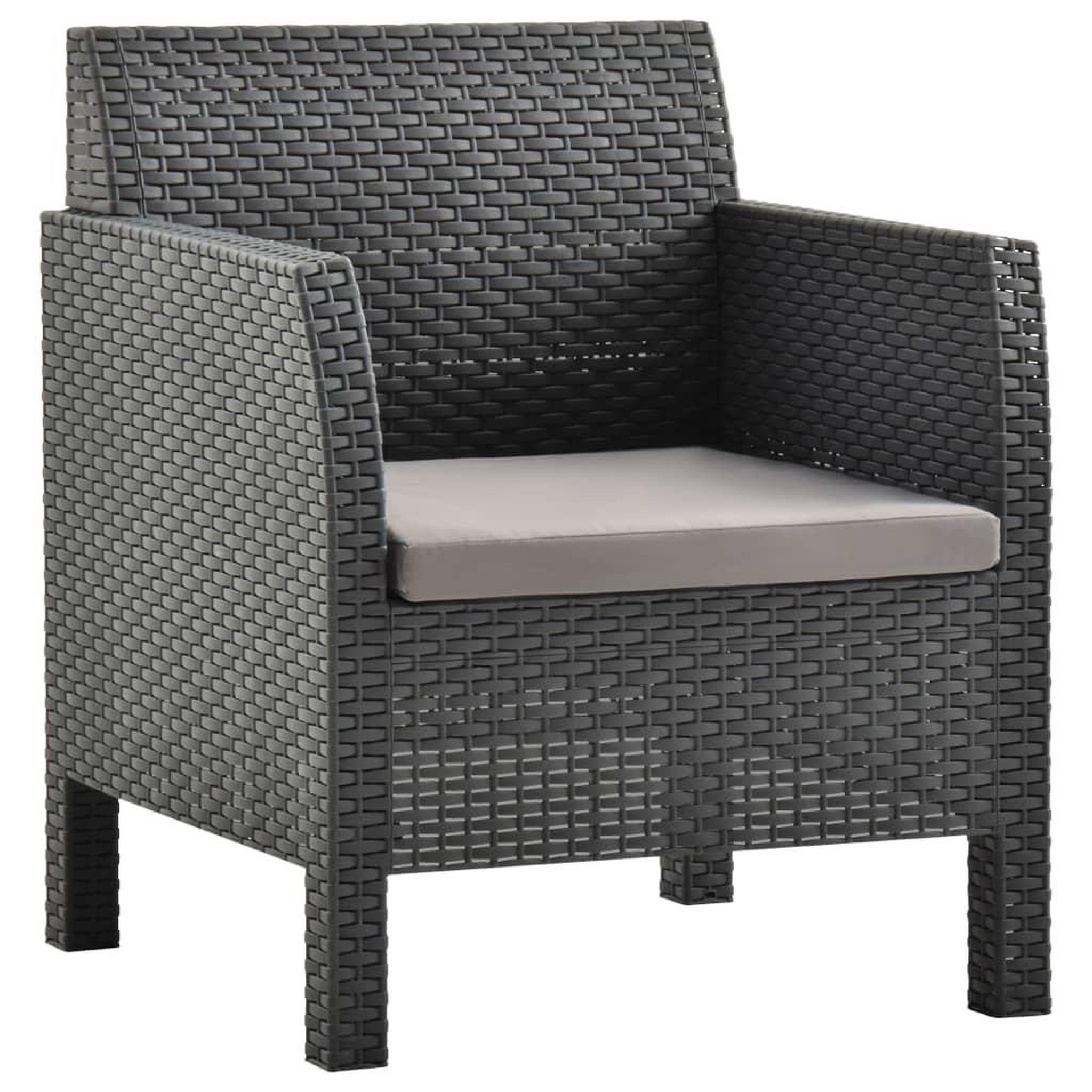 VIDAXL Chaise de jardin avec coussin anthracite 63x65x76 cm pp rotin