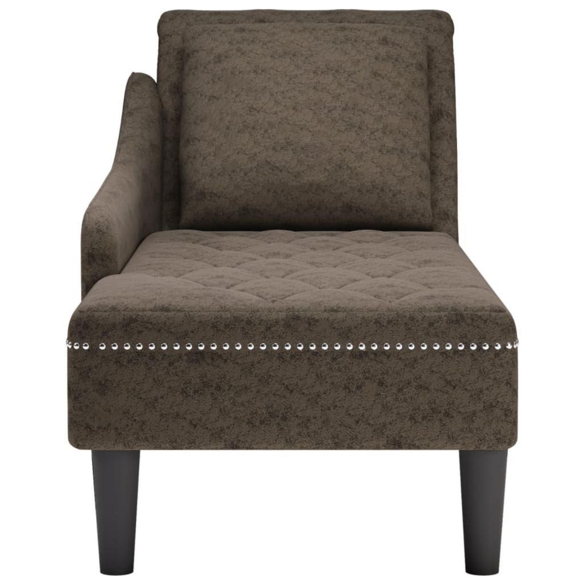 VIDAXL Fauteuil long et coussin/accoudoir droit gris fonce similicuir