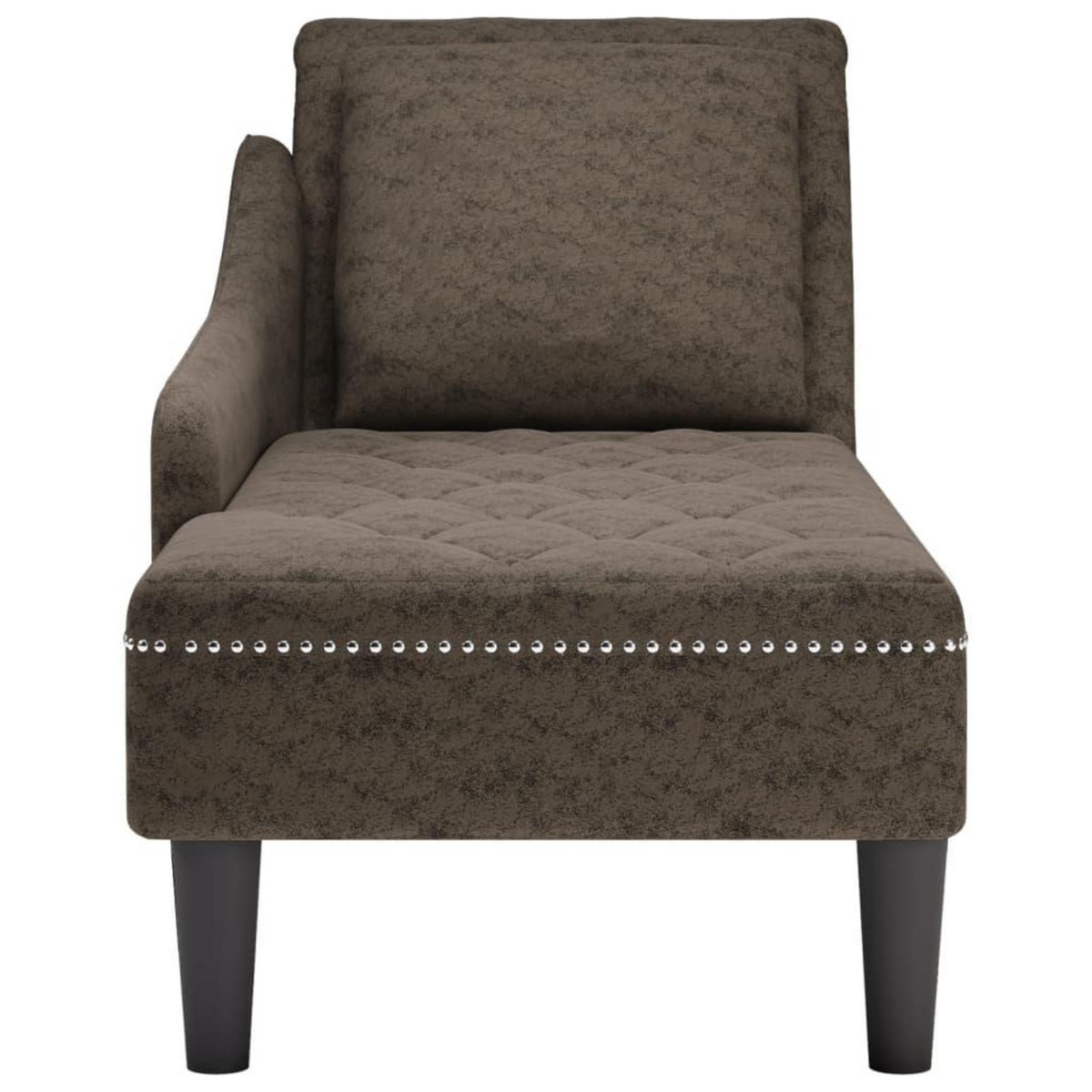 VIDAXL Fauteuil long et coussin/accoudoir droit gris fonce similicuir