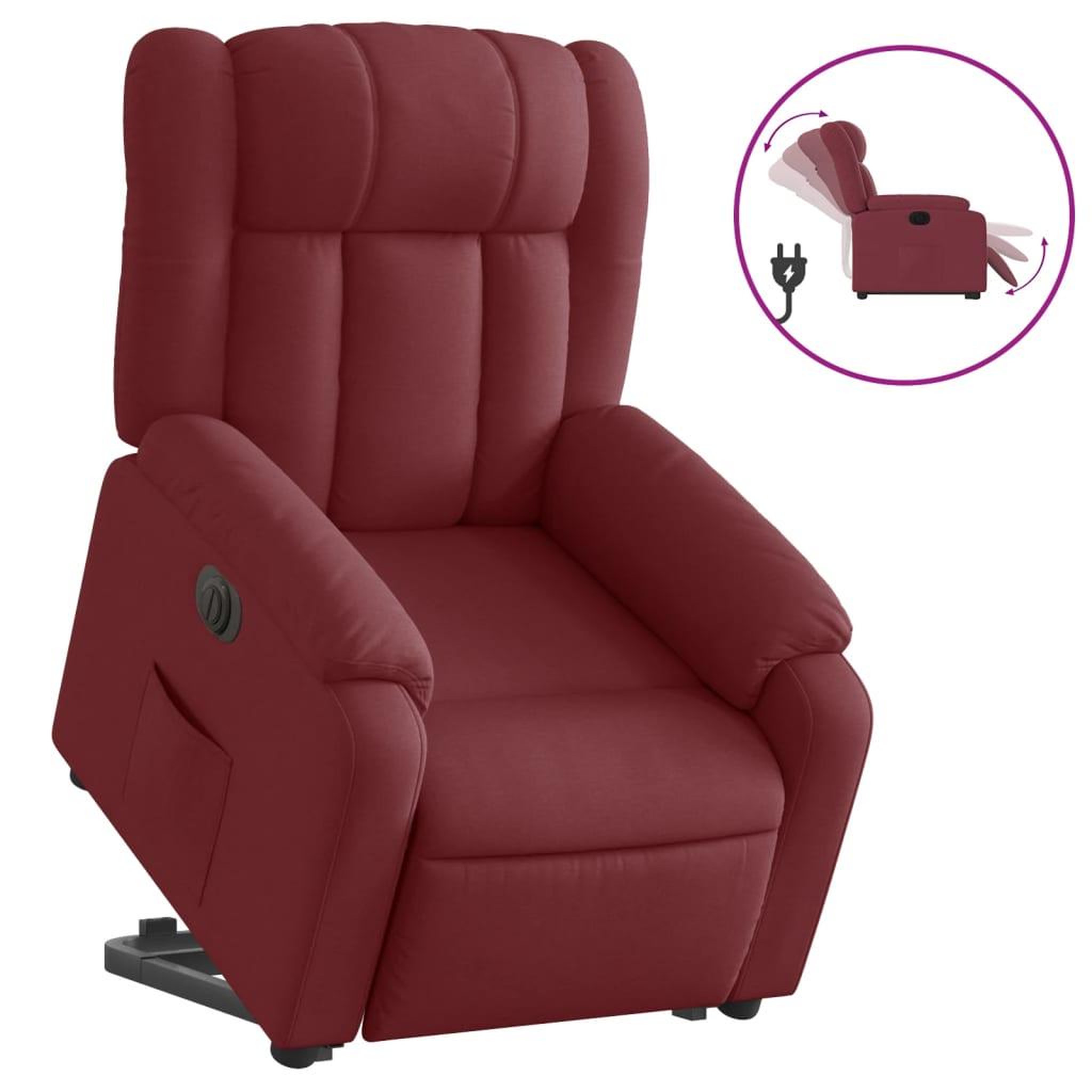 Voir la diapositive 2 : VIDAXL Fauteuil inclinable electrique rouge bordeaux tissu