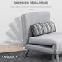 Voir la diapositive 4 : HOMCOM Fauteuil convertible 3 en 1 chauffeuse lit 1 place avec coussin gris