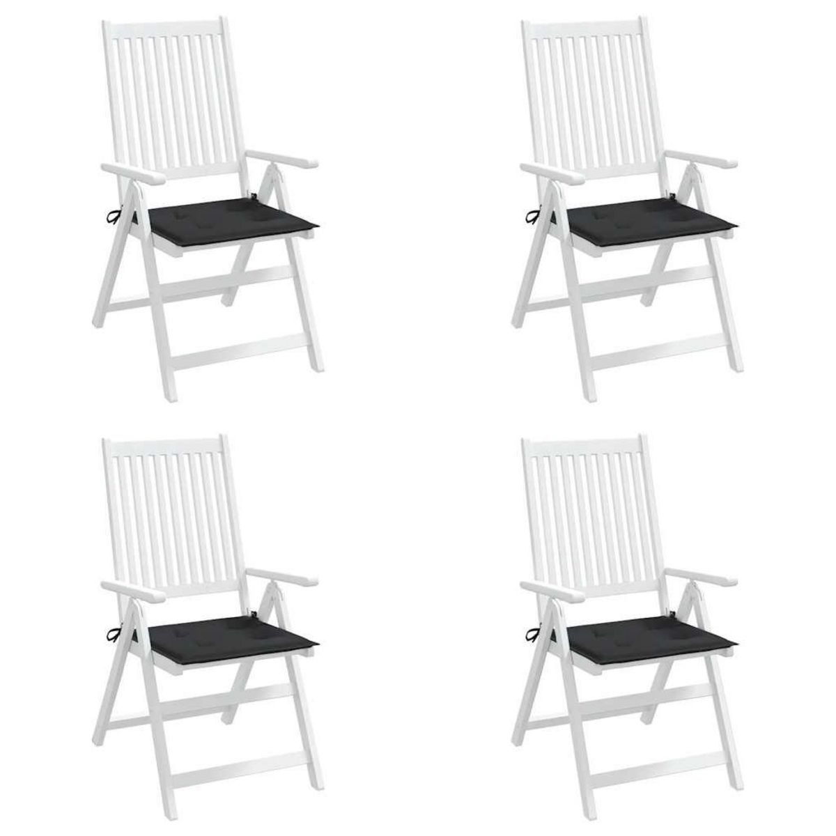 VIDAXL Coussins de chaise jardin lot de 4 noir 50x50x4 cm tissu oxford