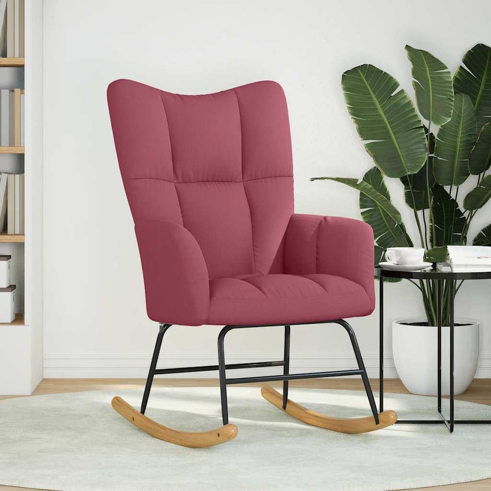 Voir la diapositive 3 : VIDAXL Chaise a bascule Rouge bordeaux Tissu