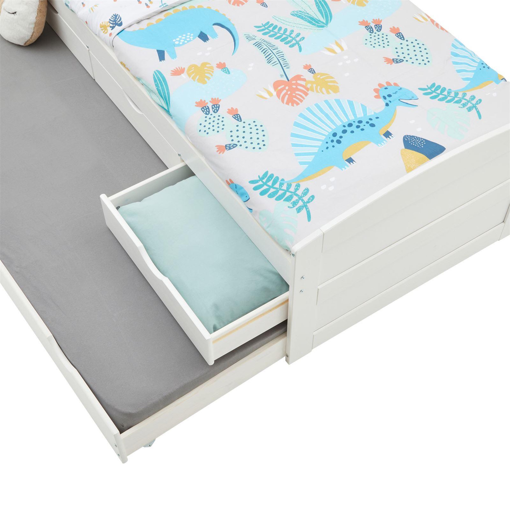 Voir la diapositive 5 : IDIMEX Lit gigogne avec rangements jessy, 90 x 190 cm en pin massif