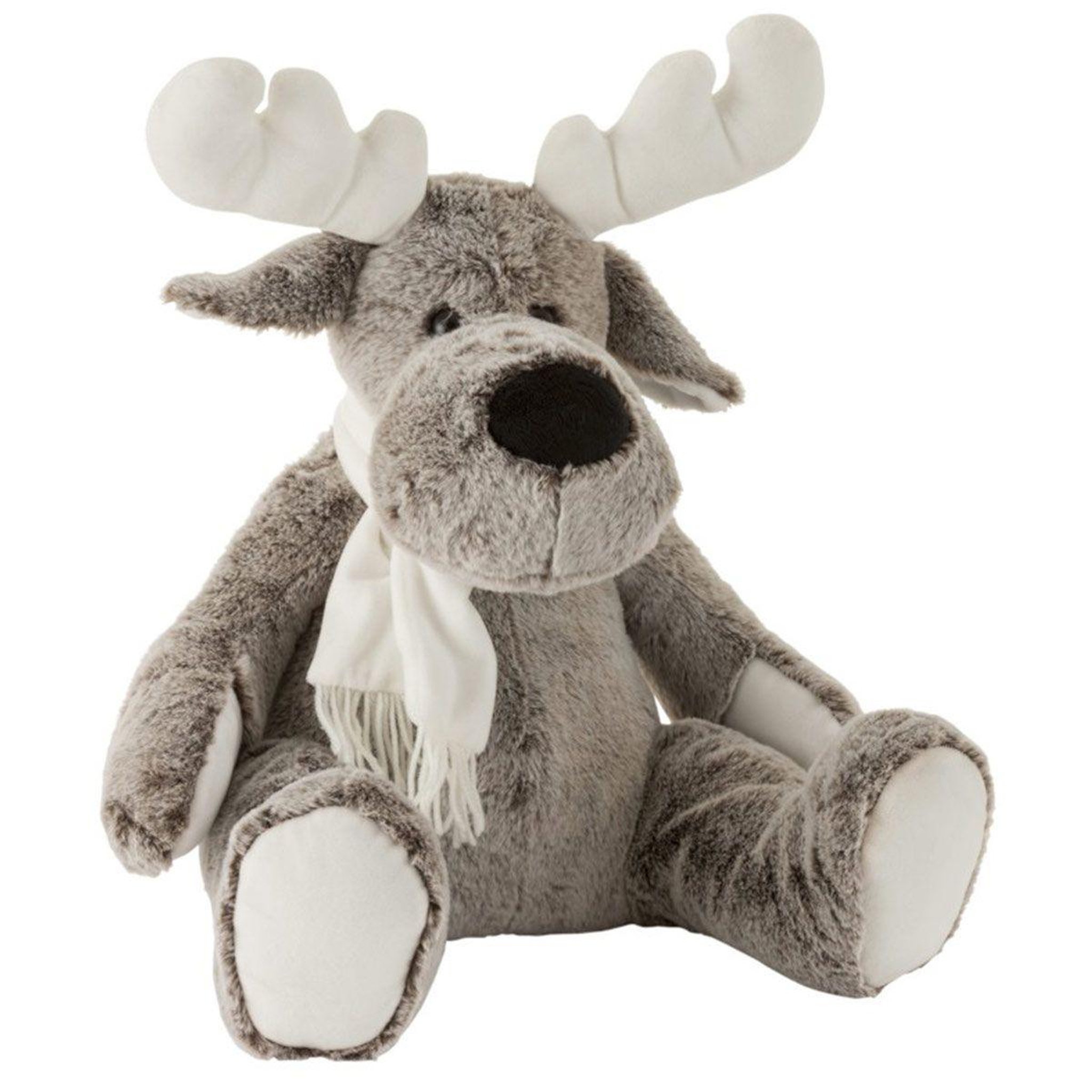 J-LINE Peluche enfant  elan  40cm gris & blanc