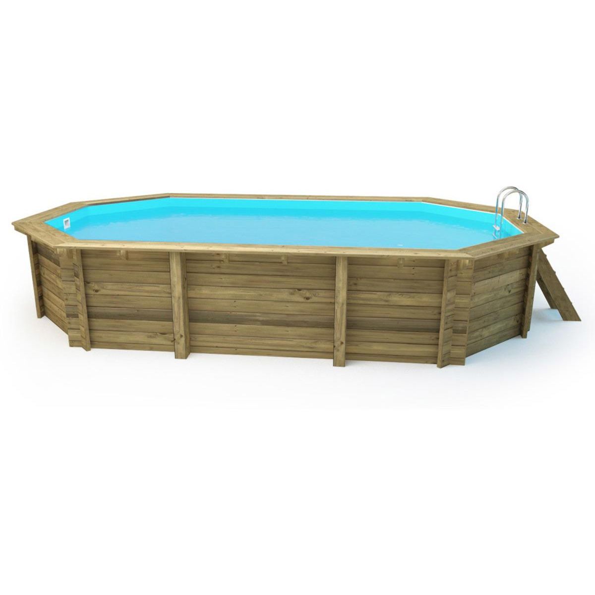 Habitat et Jardin Piscine bois   Sao Paulo   - 6.57 x 4.07 x 1.20 m - Bâche à bulles  180 µ - Bâche hiver  280 g/m² -