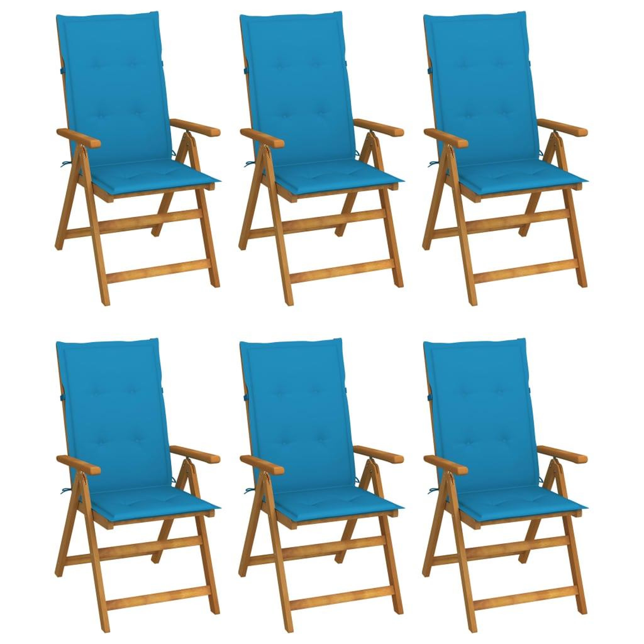 Voir la diapositive 1 : VIDAXL Chaises pliables de jardin lot de 6 avec coussins Bois d'acacia