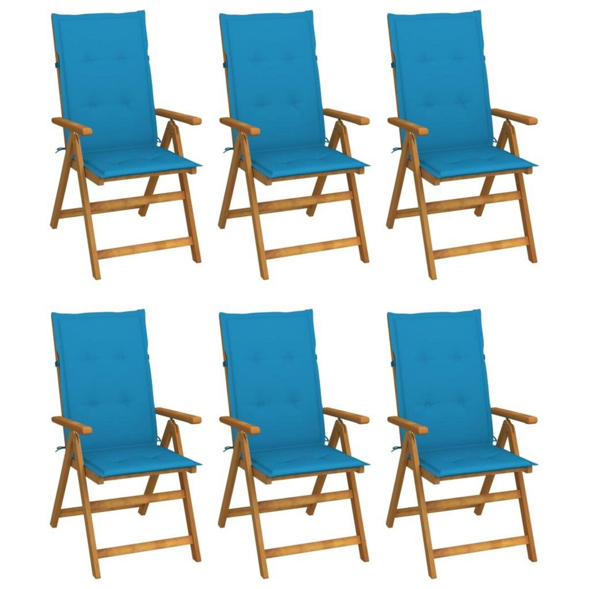 VIDAXL Chaises pliables de jardin lot de 6 avec coussins Bois d'acacia