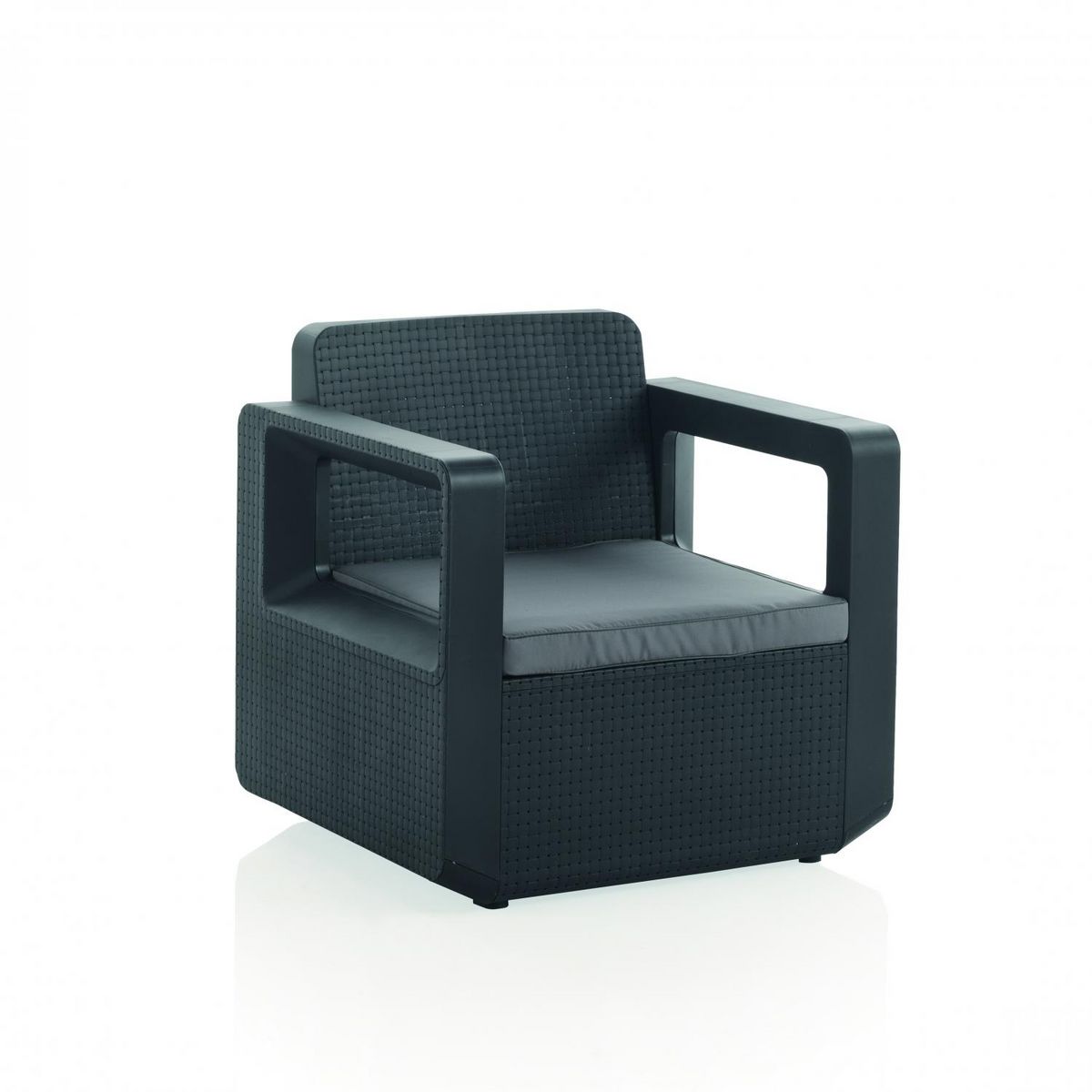 CONCEPT USINE Salon de jardin design résine tressée injectée anthracite FUTURA