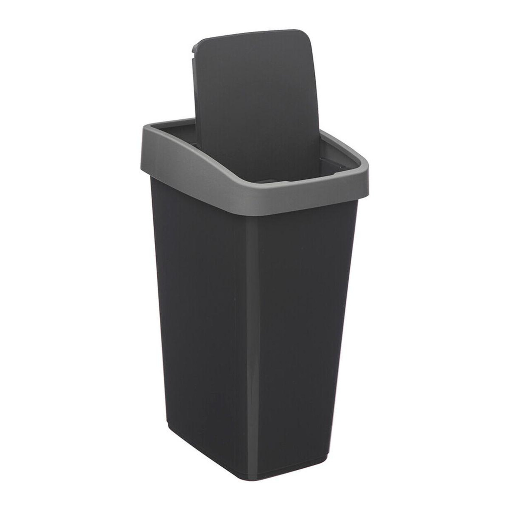 Voir la diapositive 3 : FIVE Poubelle de cuisine  2 ouvertures  25l gris & noir