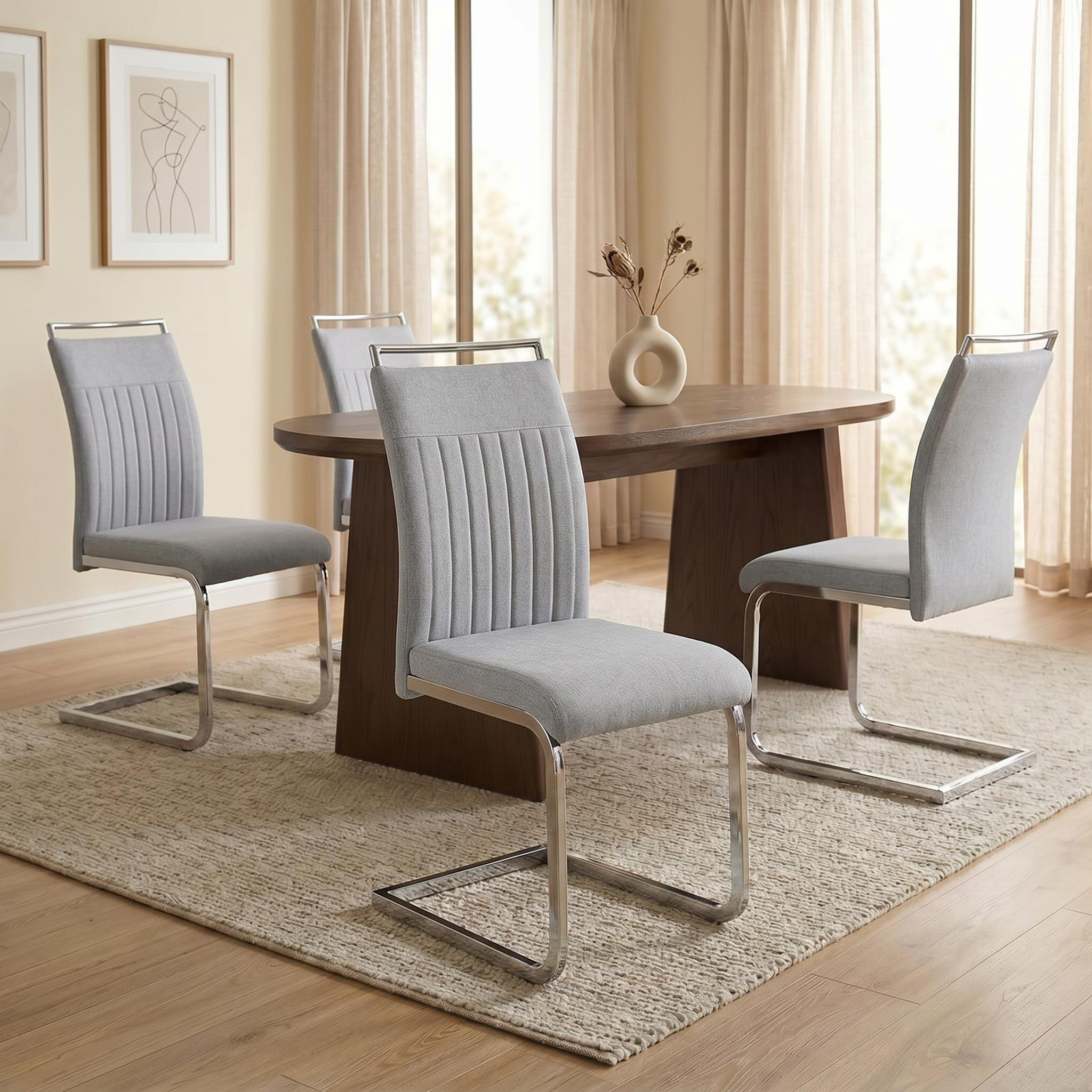 Voir la diapositive 2 : IDIMEX Lot de 4 chaises erica, en tissu