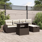 VIDAXL Salon de jardin avec coussins 6 pcs marron resine tressee