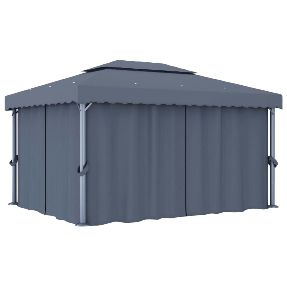 VIDAXL Tonnelle avec rideau 4x3 m Anthracite Aluminium