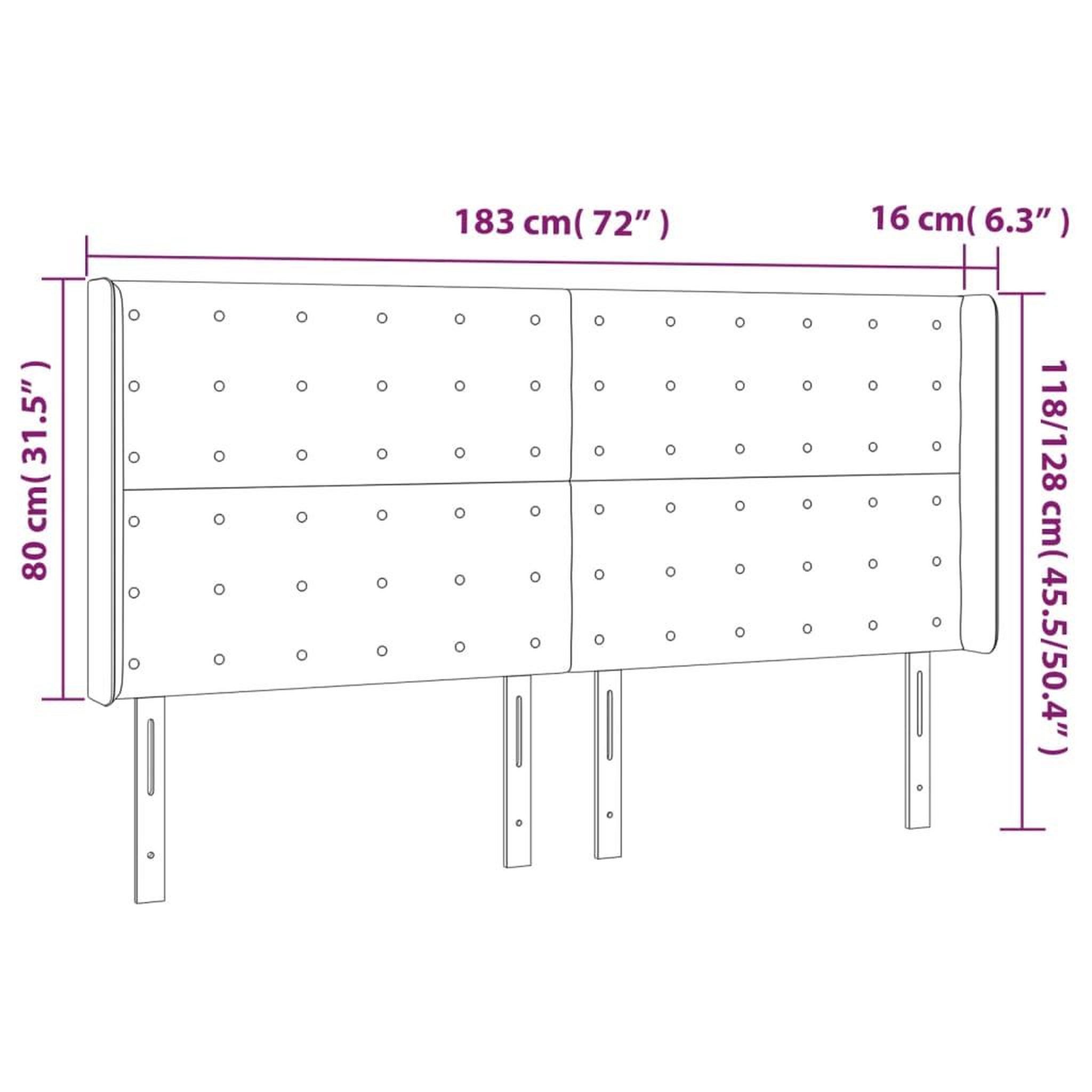 Voir la diapositive 6 : VIDAXL Tete de lit avec oreilles Noir 183x16x118/128 cm Similicuir