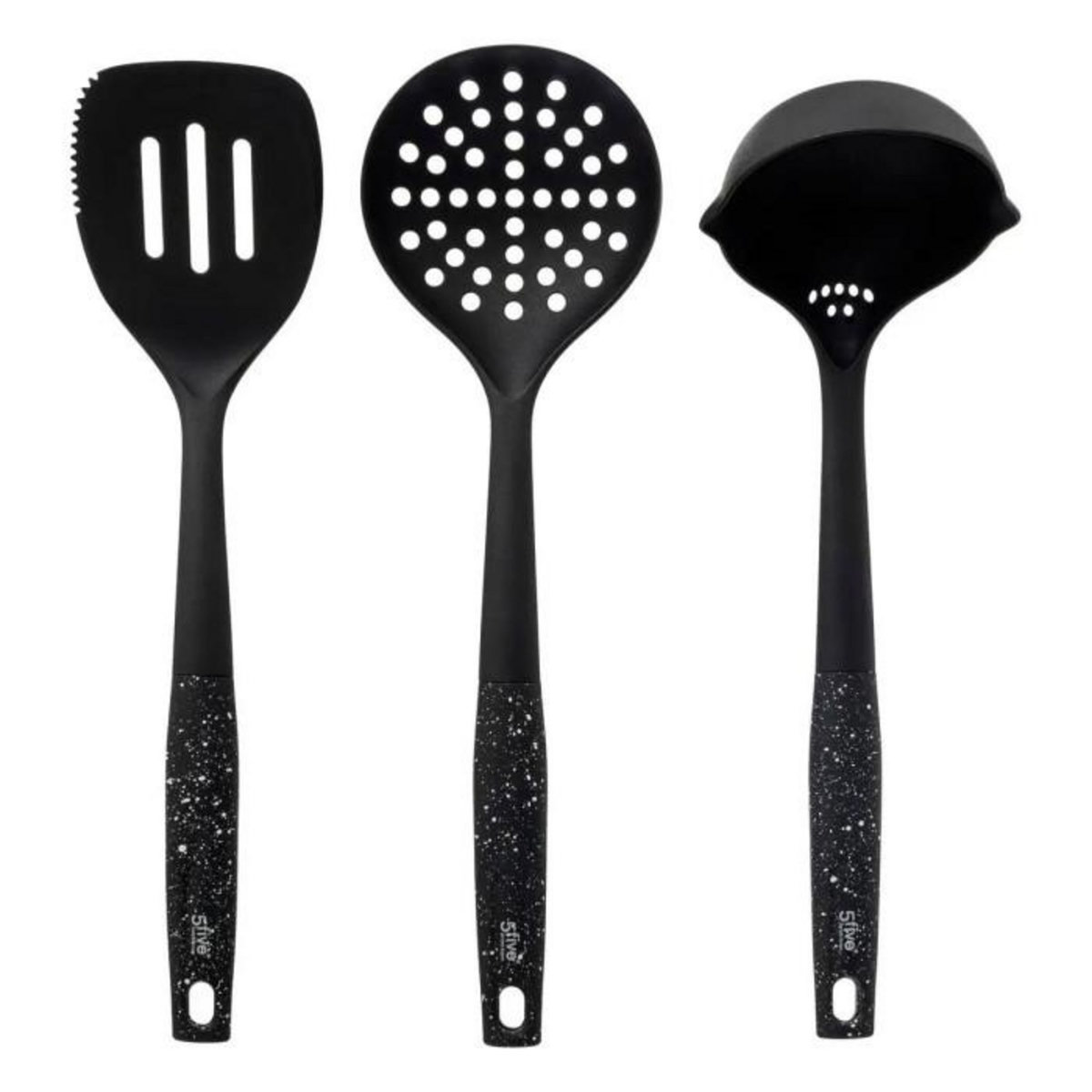 FIVE Lot de 3 Ustensiles de Cuisine  Caractère  33cm Noir