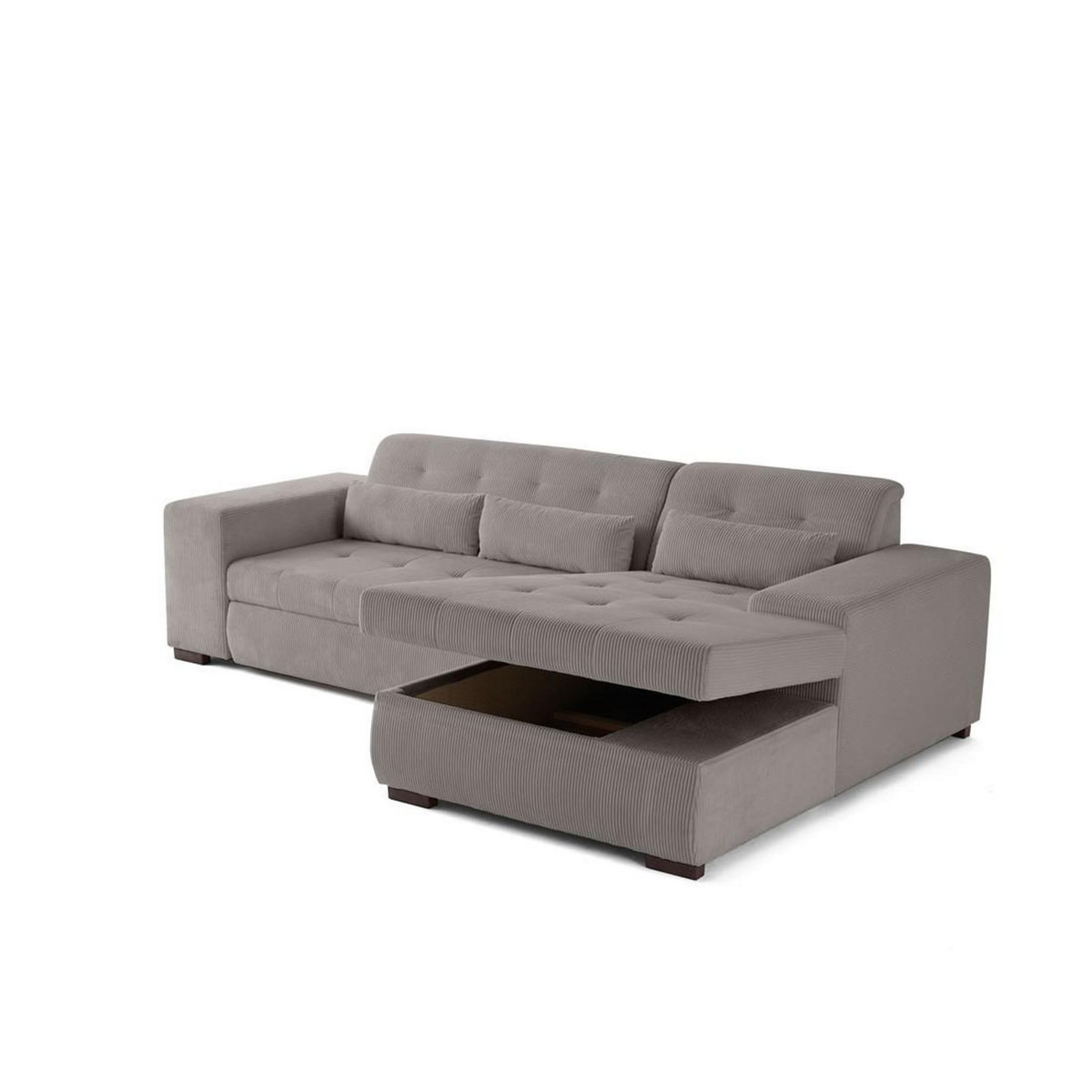 LISA DESIGN Vermont - canapé d'angle droit - 4 places - convertible avec coffre - en velours côtelé