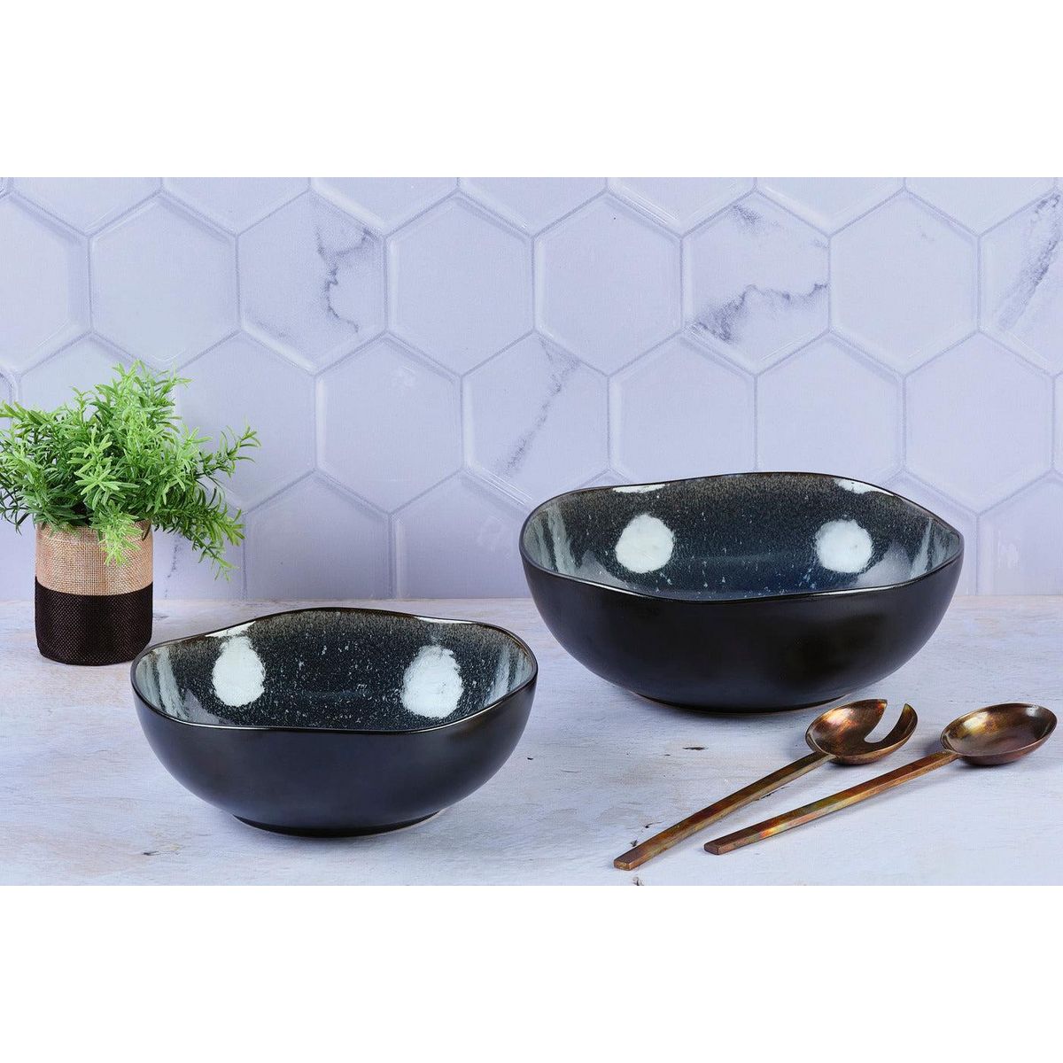 BJORN Saladier IRIS Ø24cm et Ø28,5cm - 2 pièces - Bleu nuit