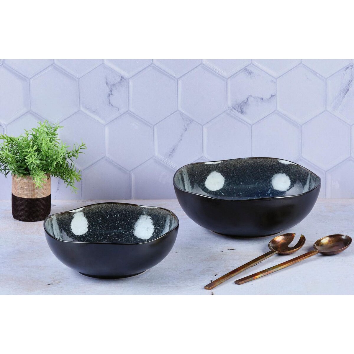 BJORN Saladier IRIS Ø24cm et Ø28,5cm - 2 pièces - Bleu nuit