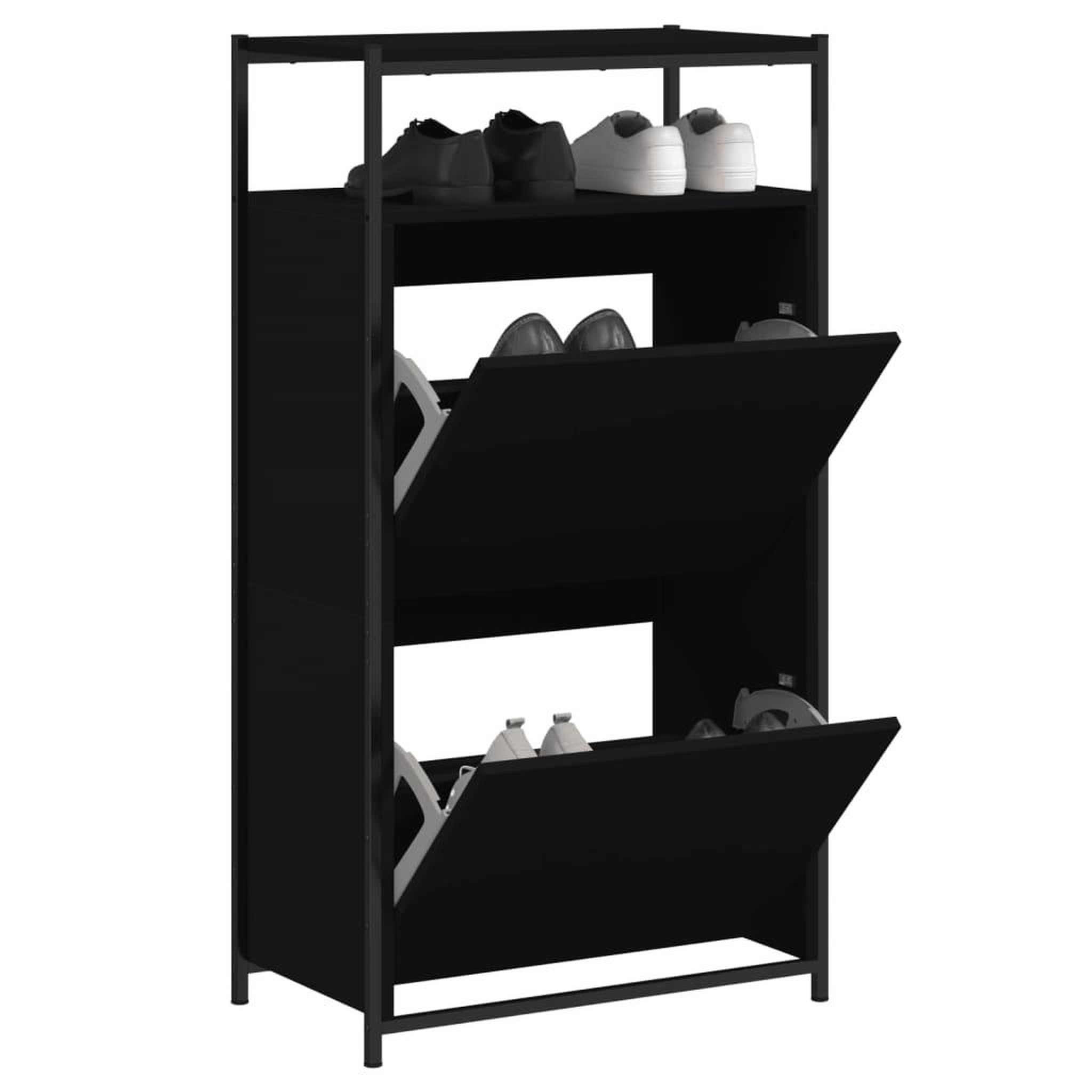 VIDAXL Armoire a chaussures noir 60x34x112 cm bois d'ingenierie
